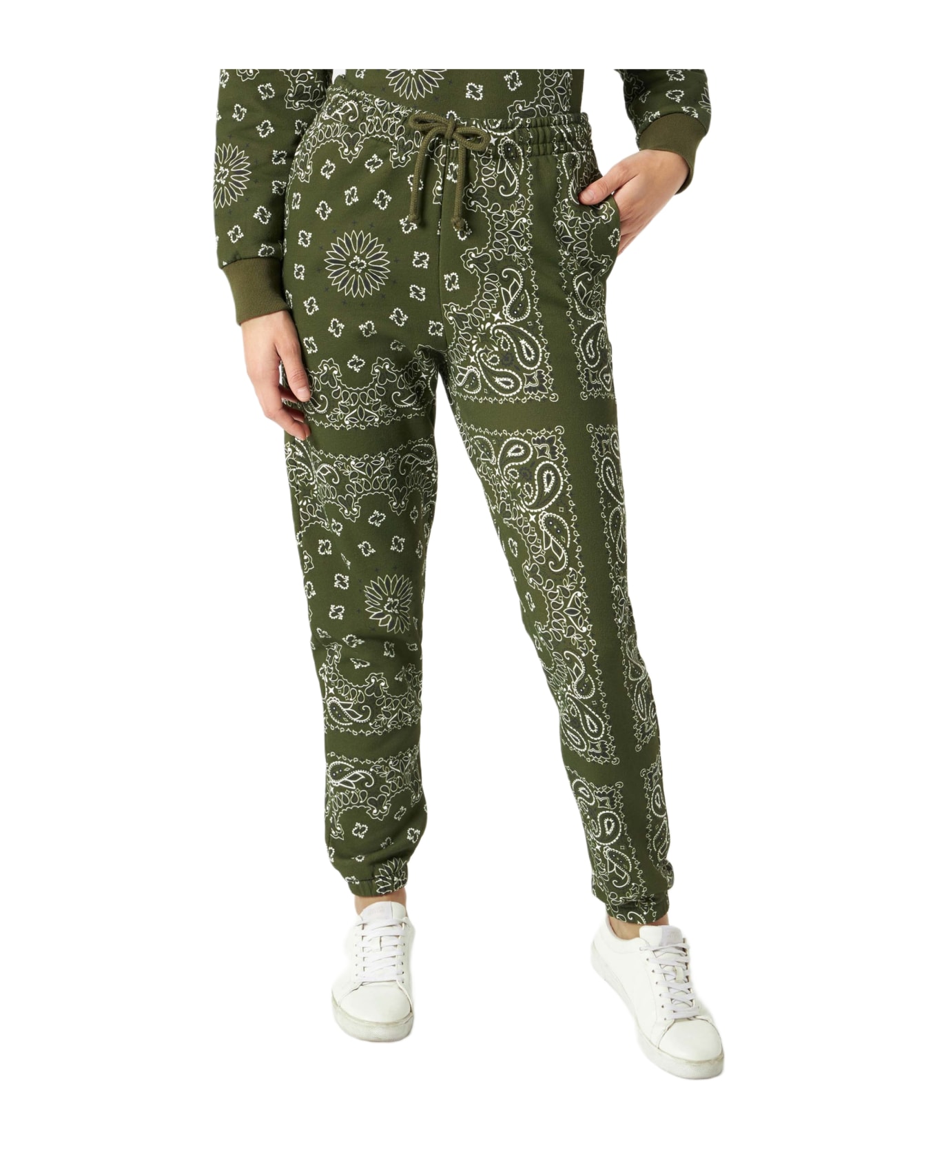 MC2 Saint Barth Woman Fleece Pants With Green Bandanna Print