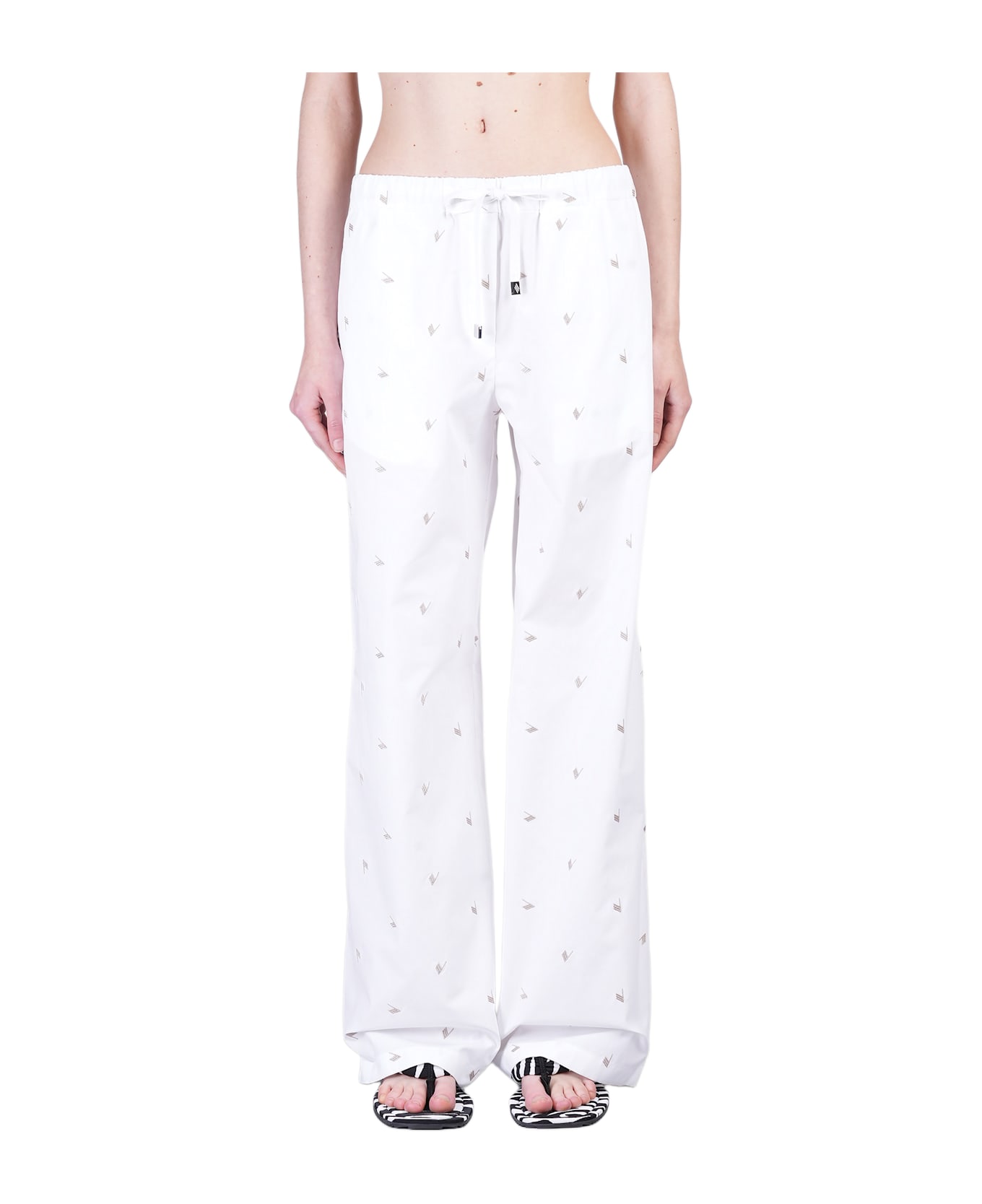 The Attico Pants In White Cotton - white