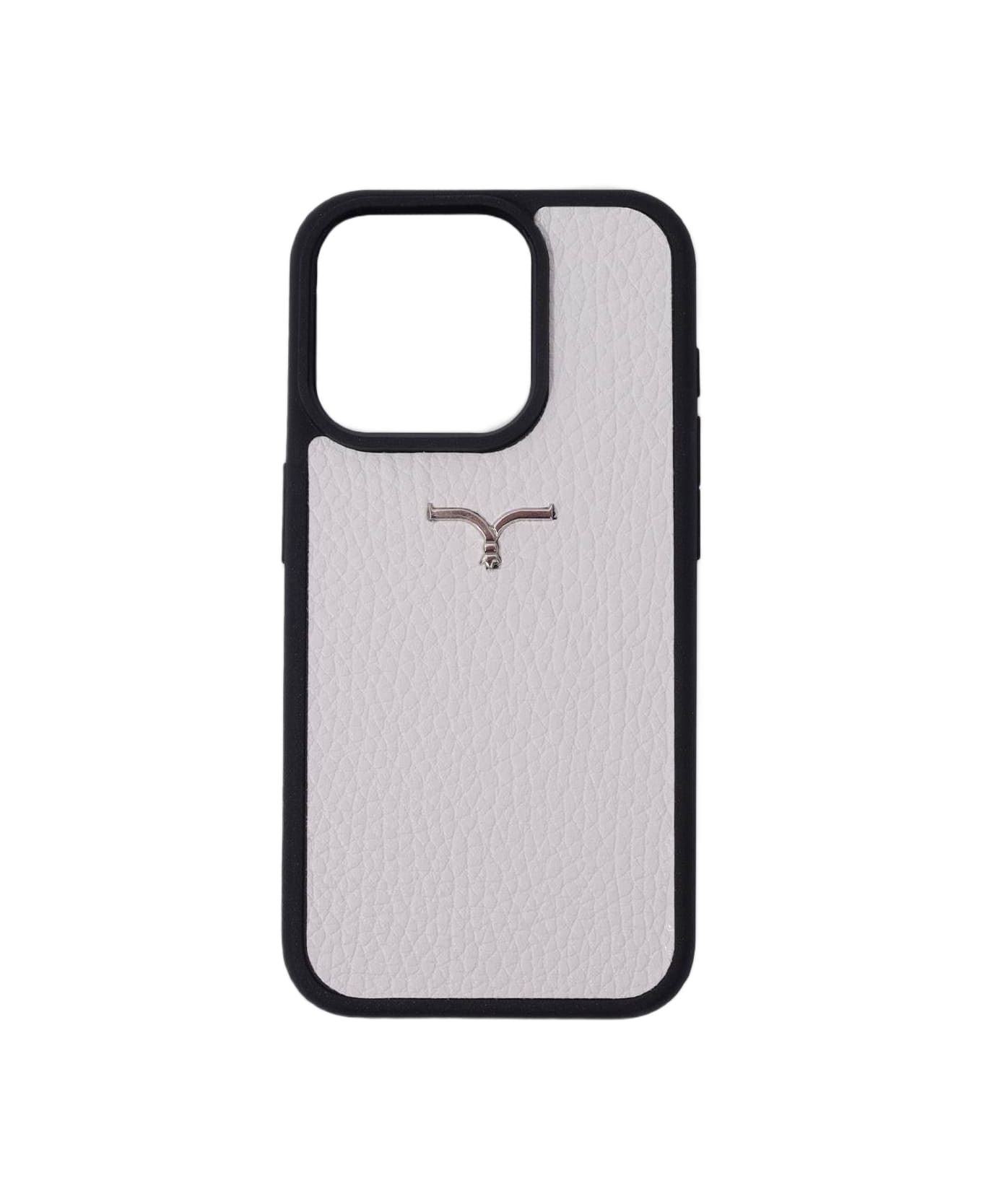 Larusmiani Calf Leather Cover For Iphone 15 Accessory - White