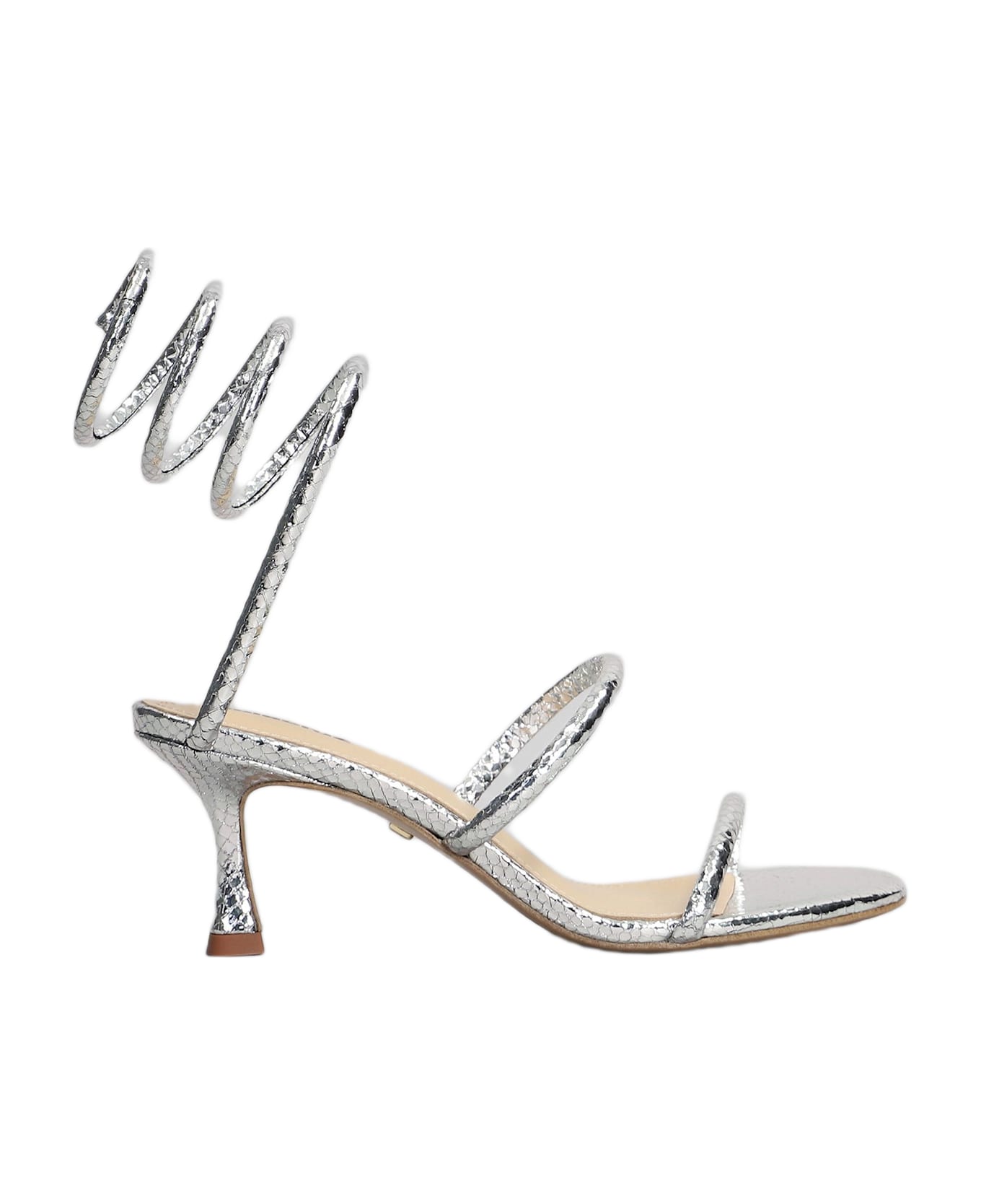 Lola Cruz Greta 65 Sandals In Silver Leather - silver
