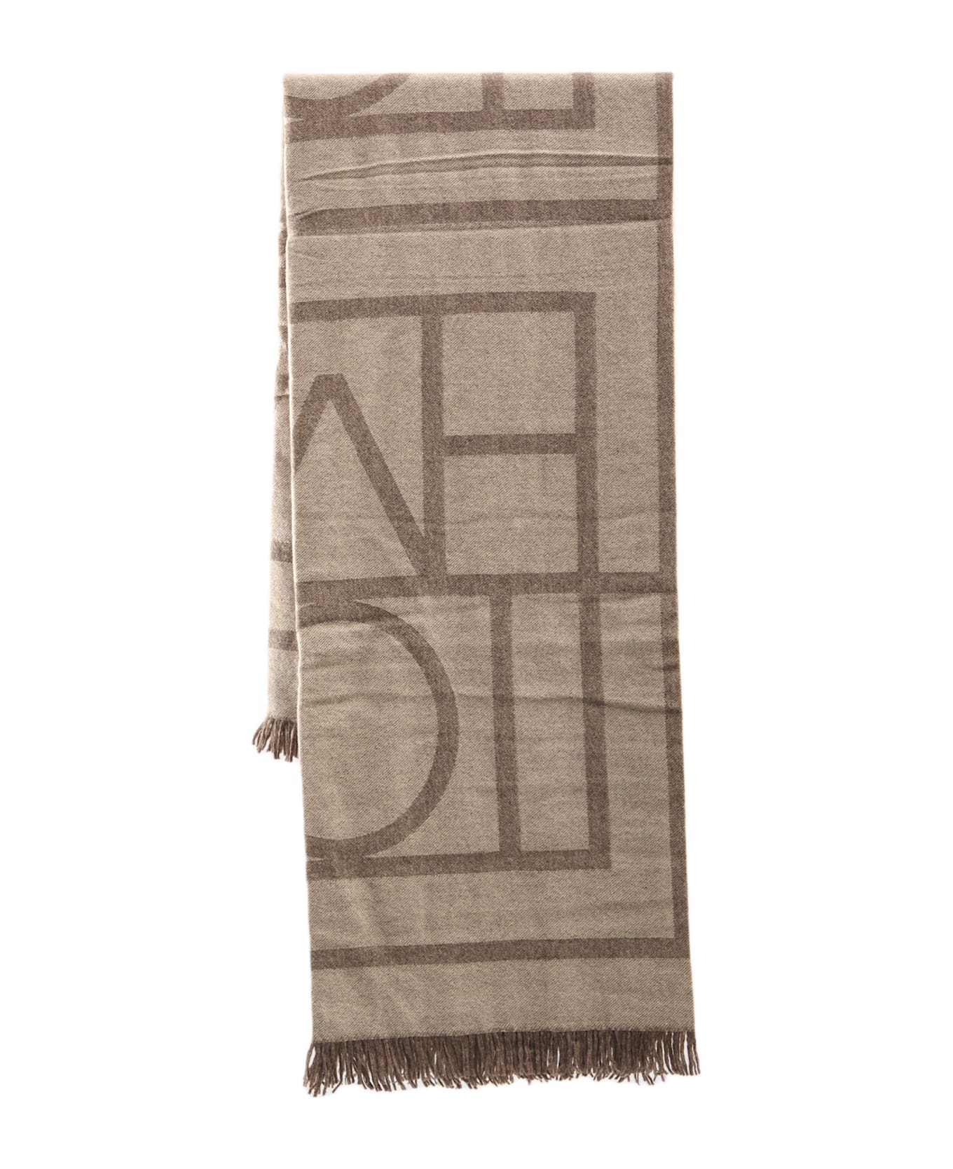 Totême Monogram Scarf In Wool And Cashmere - BROWN