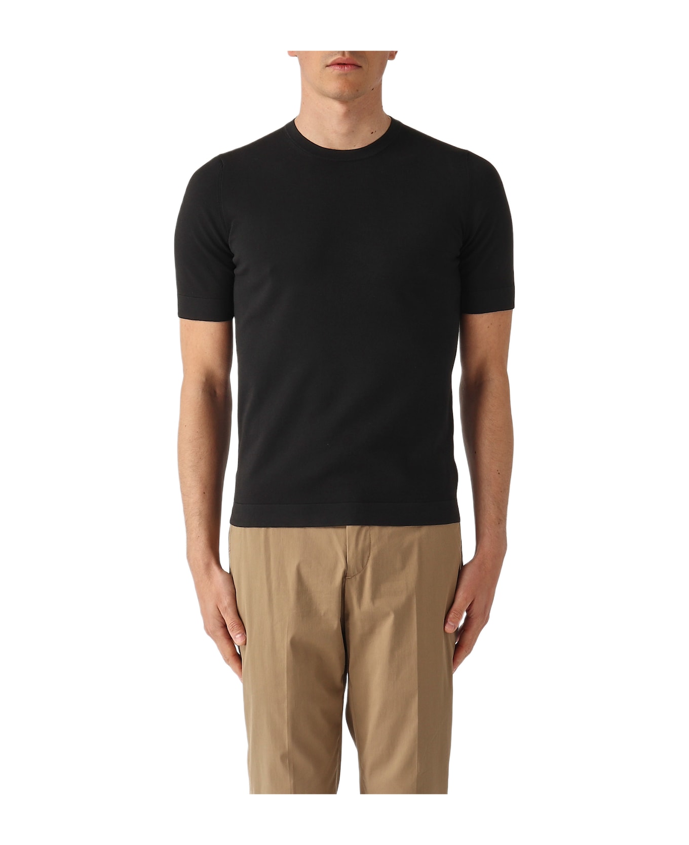 Gran Sasso T-shirt M/c Retta In Filo Cotone Organico T-shirt - NERO