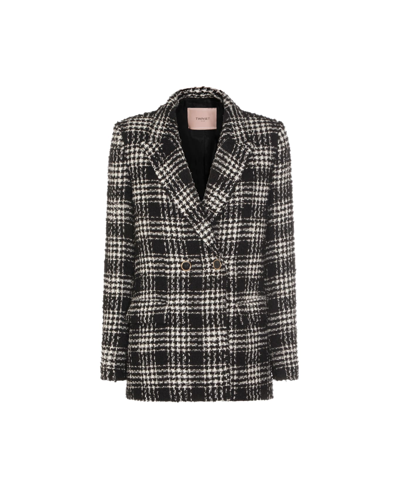 TwinSet Black Blazer - BIG CHECK NERO/NEVE