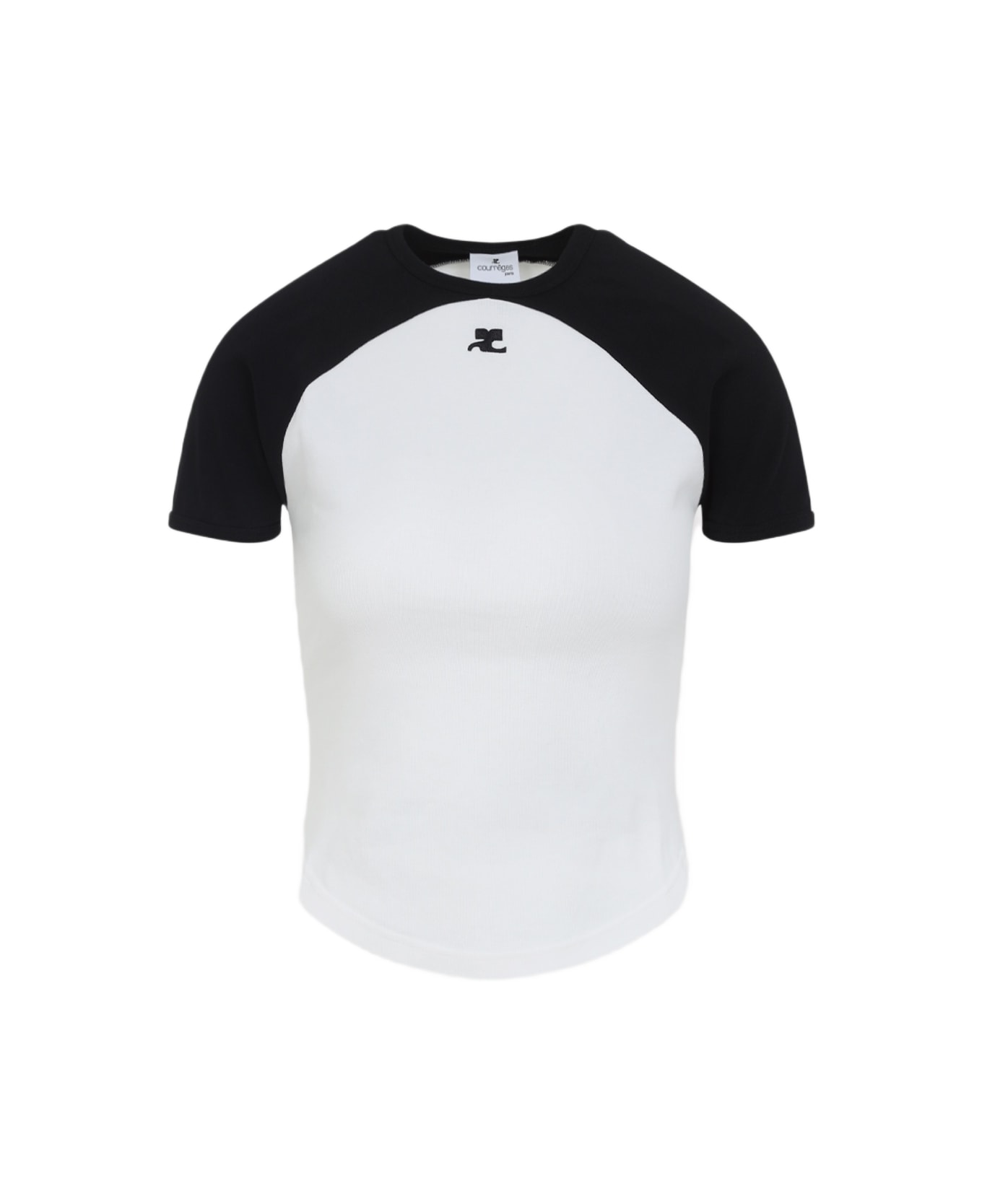 Courrèges Circle Contrast T-shirt - Heritage White Black