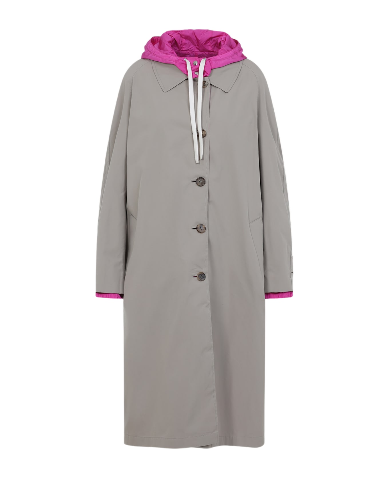 Miu Miu Cappuccino Cotton Blend Reversible Overcoat - ARGILLAAZALEAVIOLA