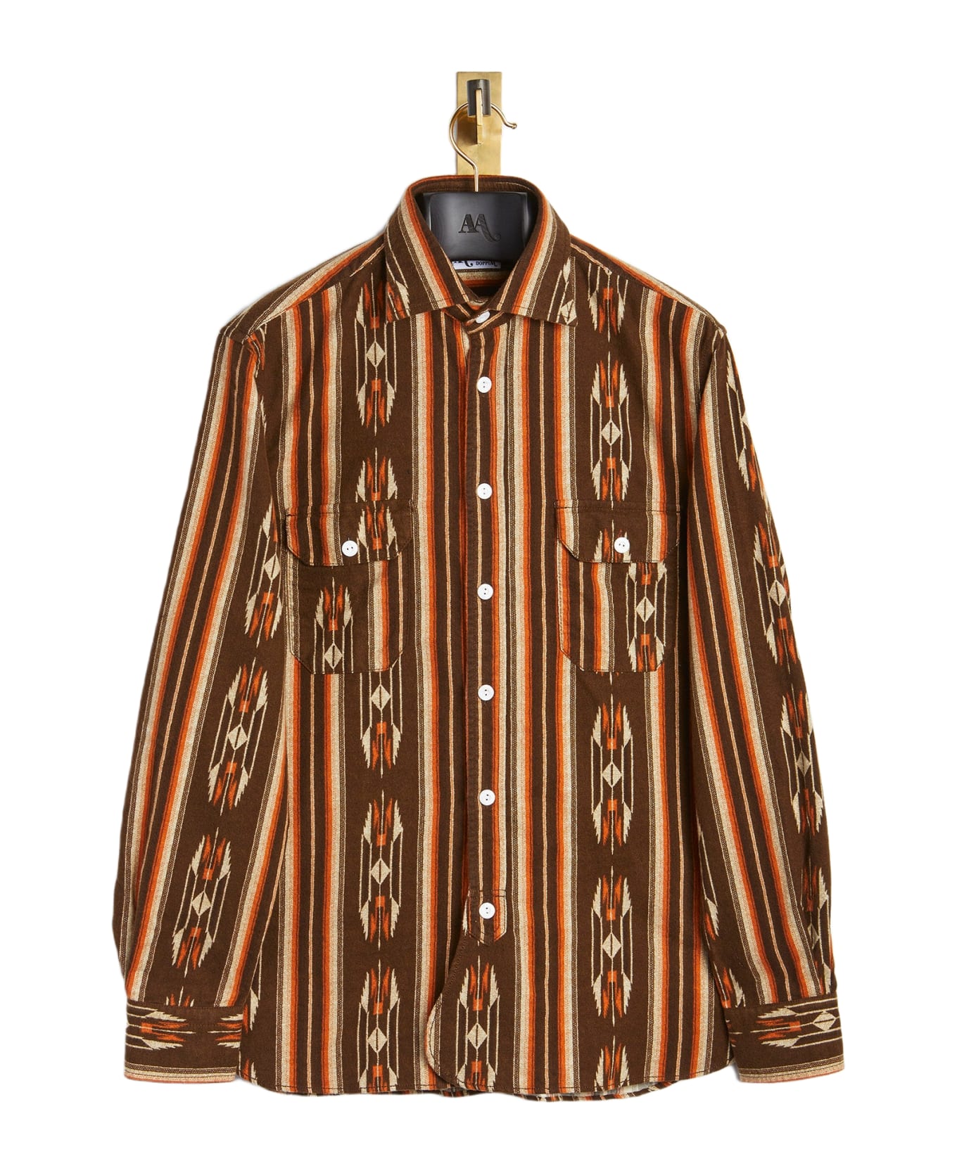 doppiaa Aantero Navajo Orange Cotton Flannel Shirt
