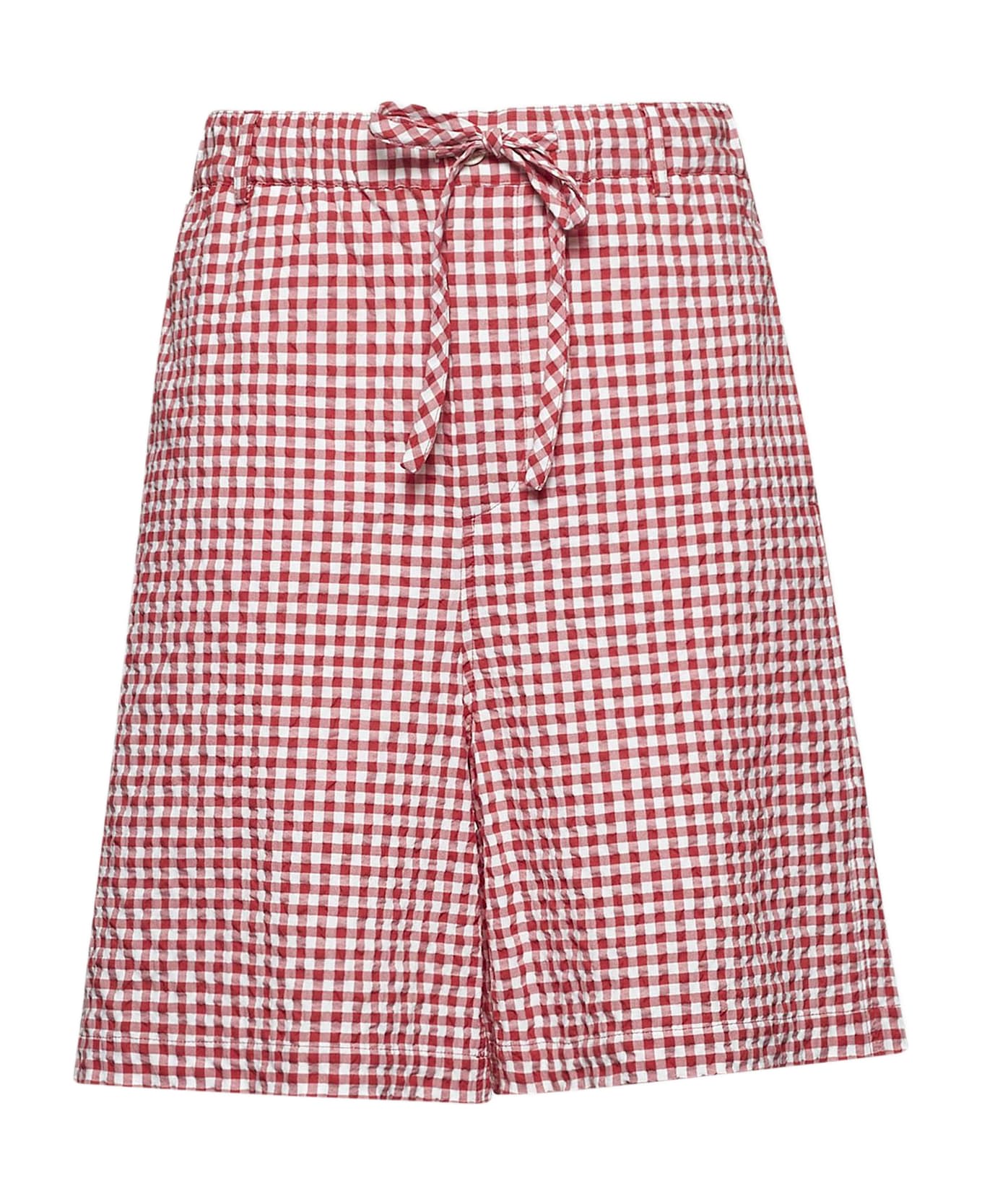 Marni Checked Seersucker Bermuda Shorts - Red