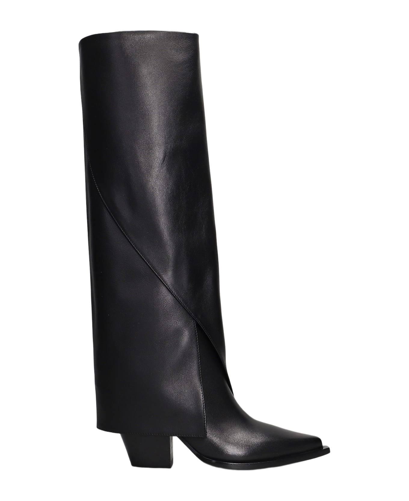Elena Iachi Texan Boots In Black Leather - black
