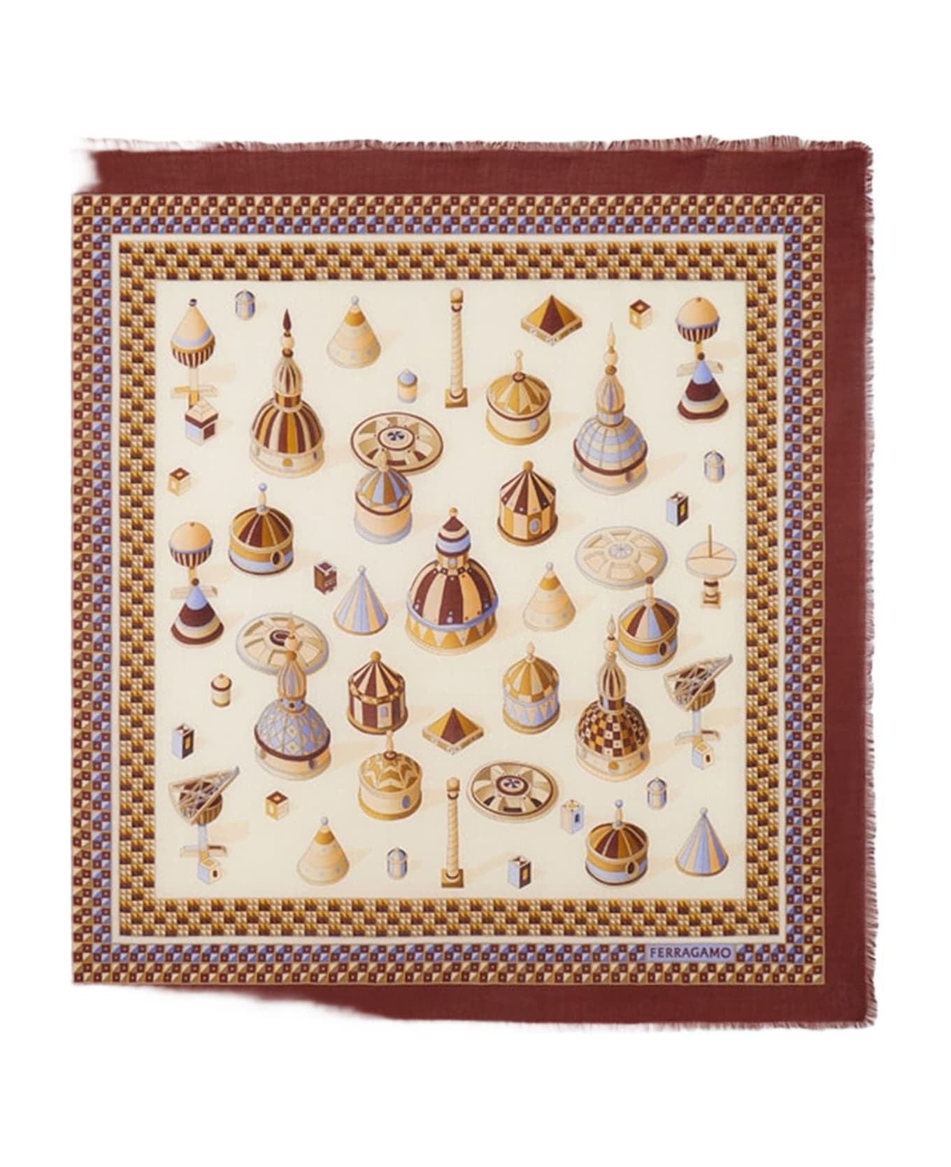 Ferragamo Silk Scarf With Nadir Print - Bordeaux