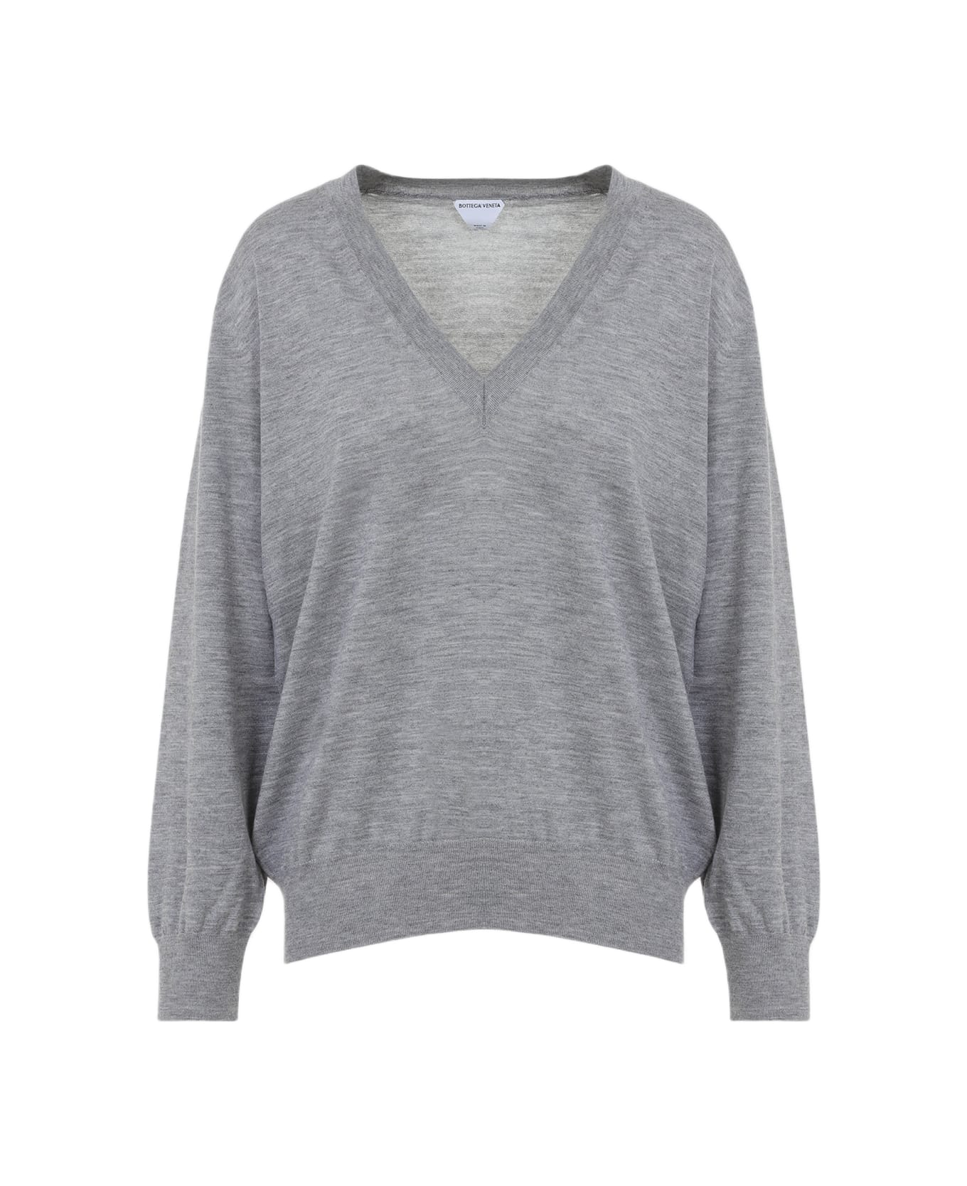 Bottega Veneta V Neck Cashmere Sweater - Grey Melange