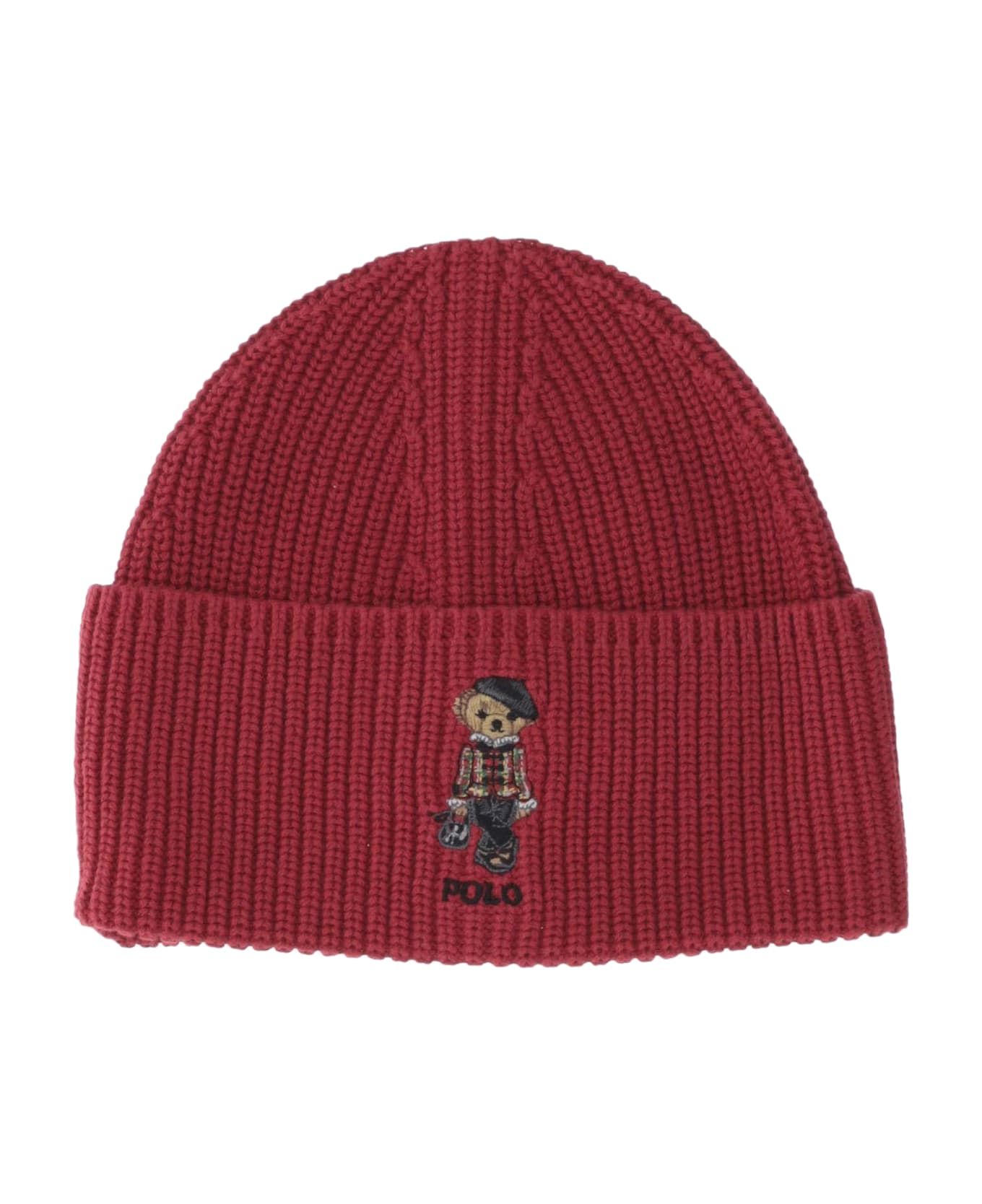 Polo Ralph Lauren Cotton Beanie With Polo Bear - Red