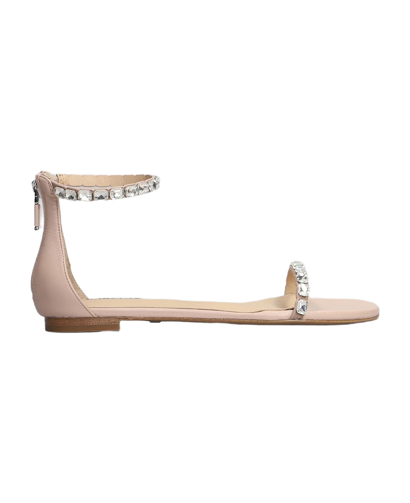 Lola Cruz Flats In Powder Leather - powder