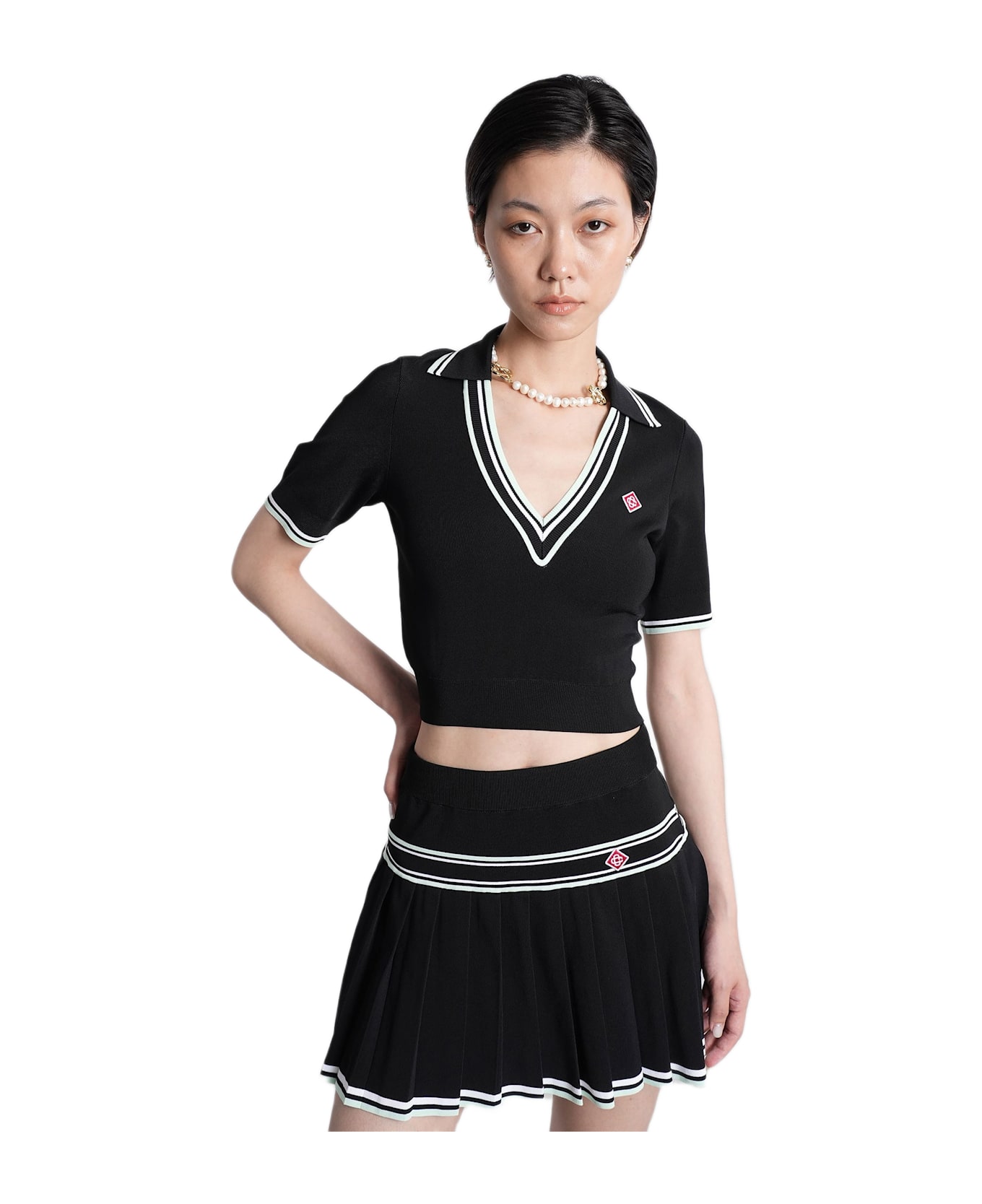 Casablanca Polo In Black Viscose - black