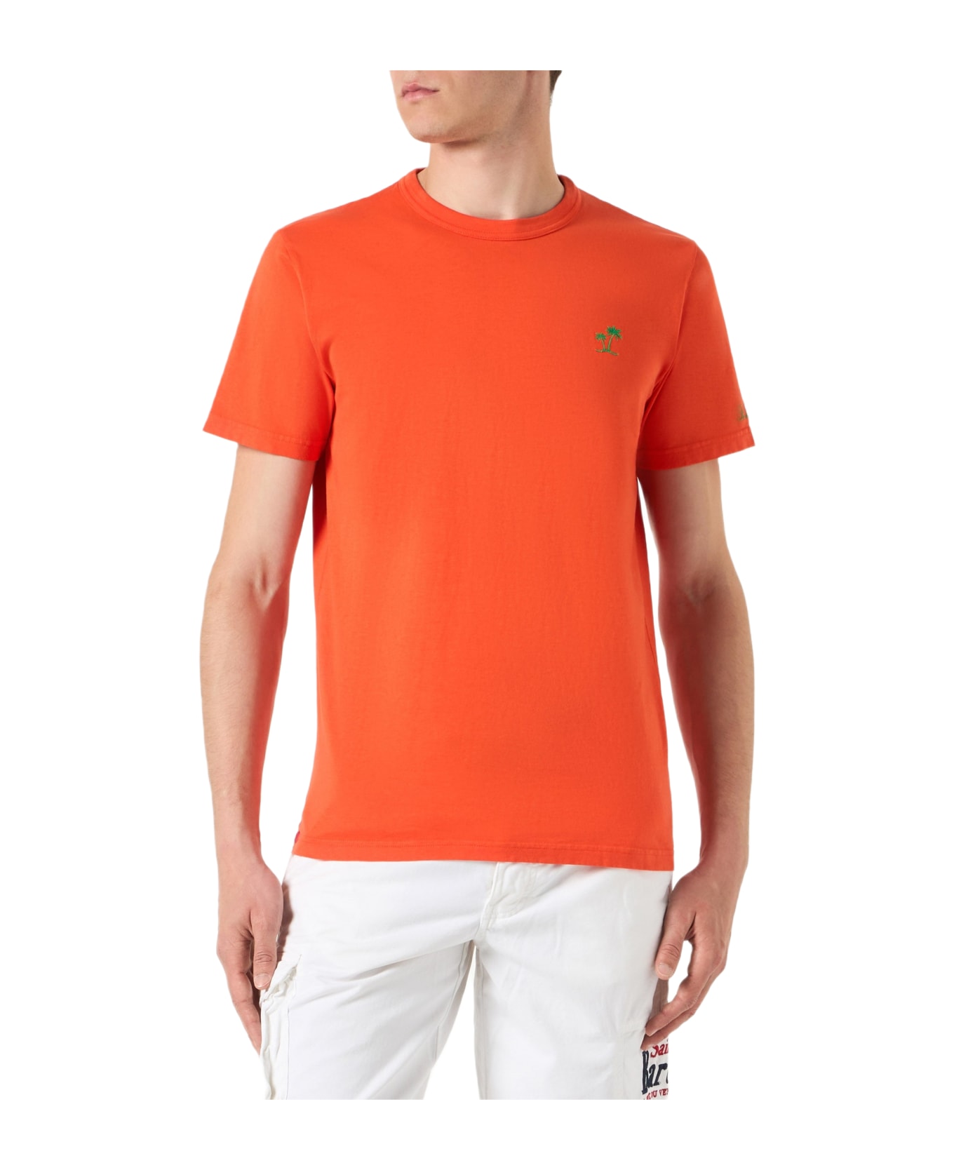 MC2 Saint Barth Man Orange Cotton T-shirt