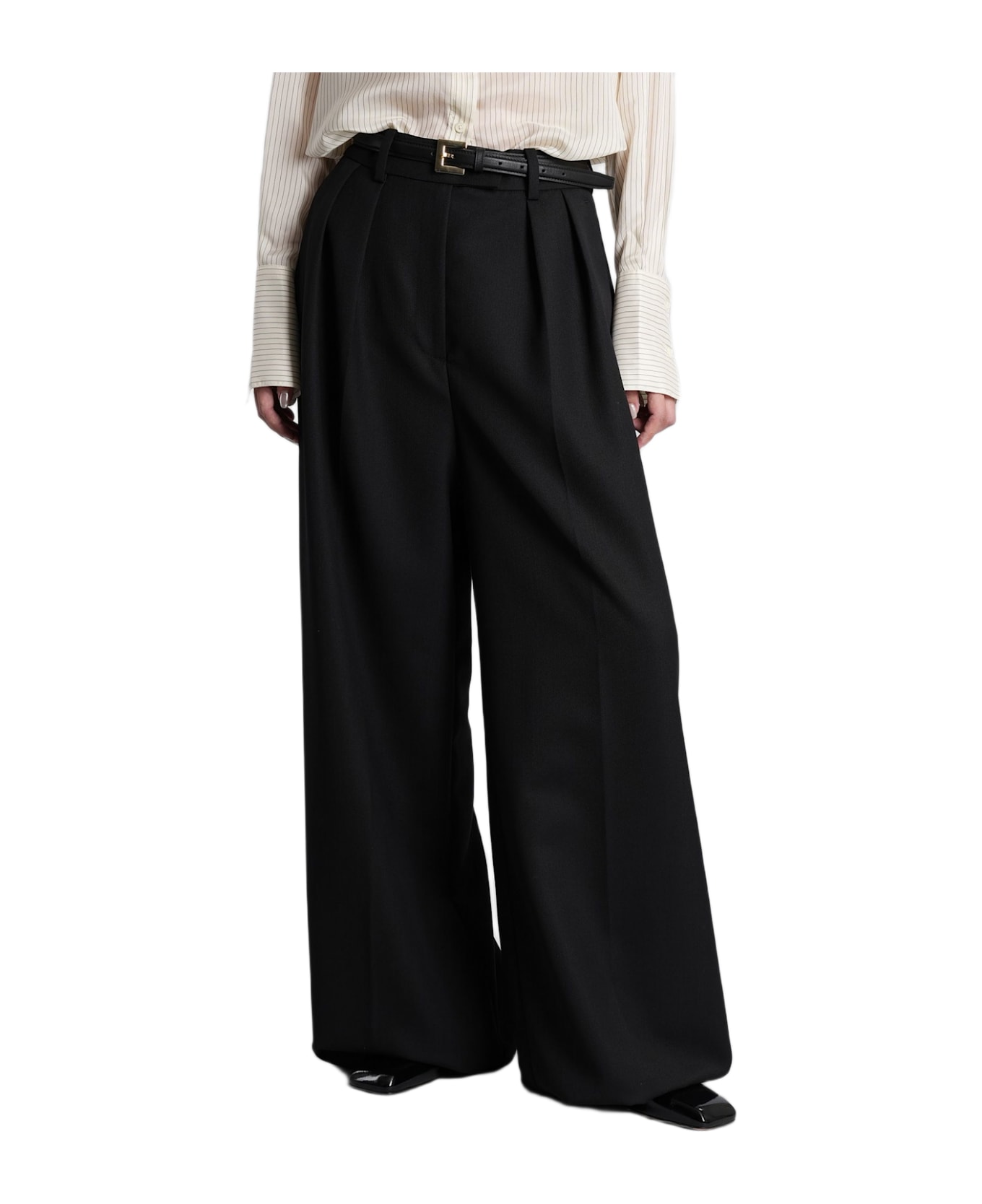 Anine Bing Lou Pants In Black Polyester - black