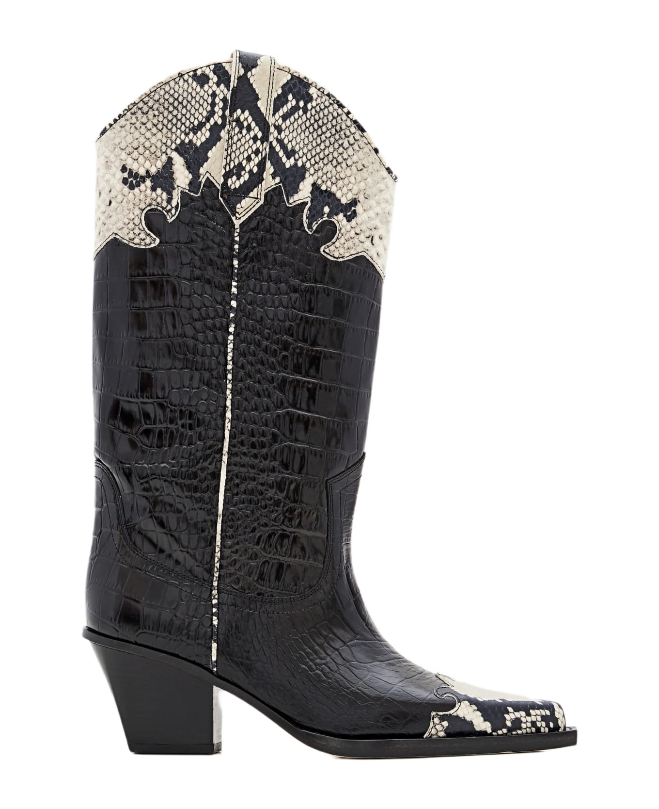 Paris Texas 60mm Ricky Embossed Croco Cowboy Boots - Black