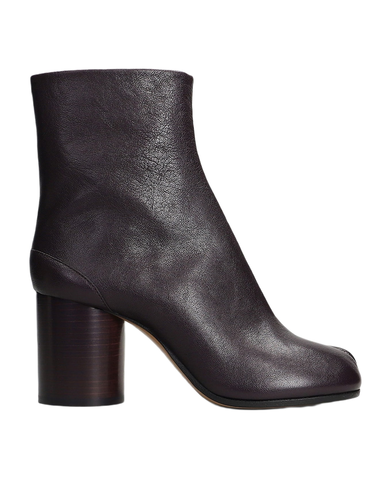 Maison Margiela Tabi High Heels Ankle Boots In Viola Leather - Viola