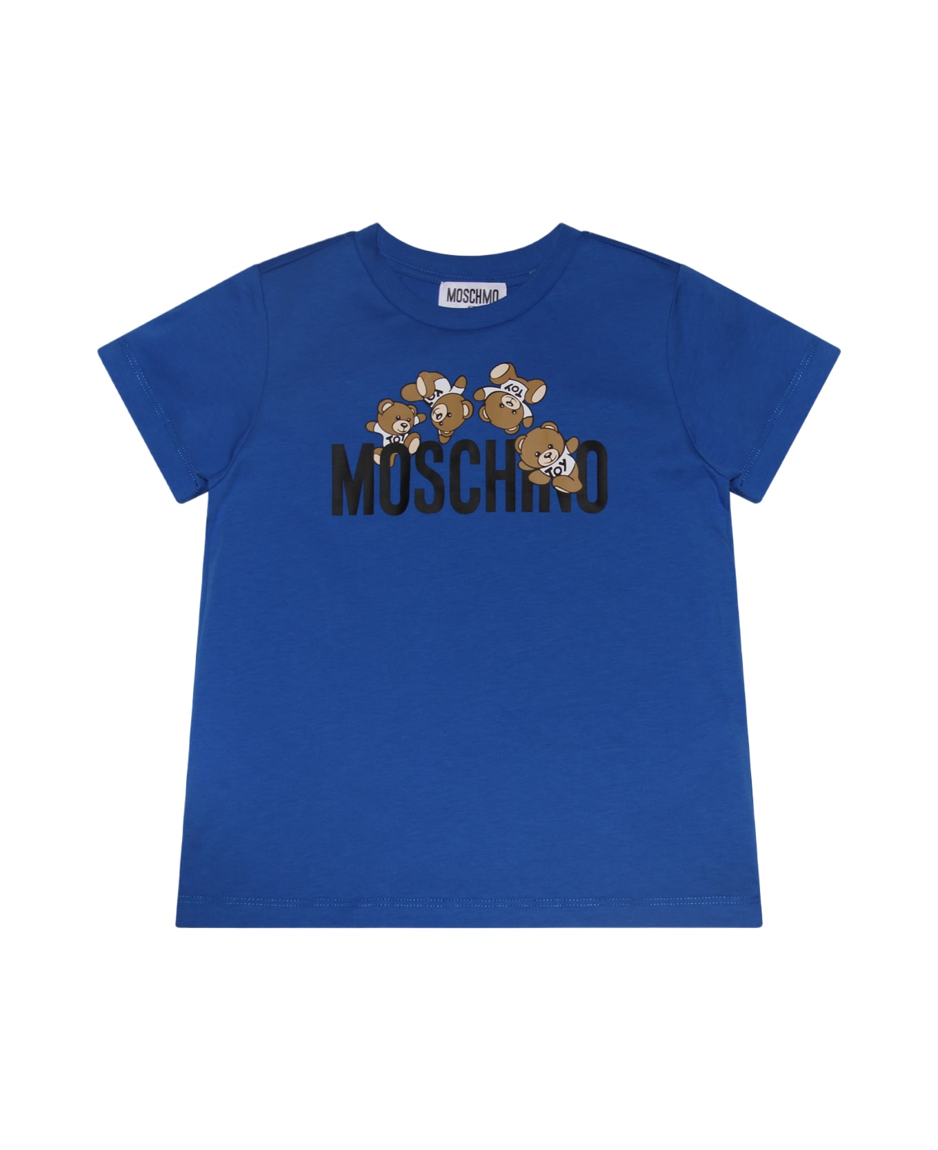 Moschino Blue Multicolour Cotton T-shirt - VICTORIA BLUE