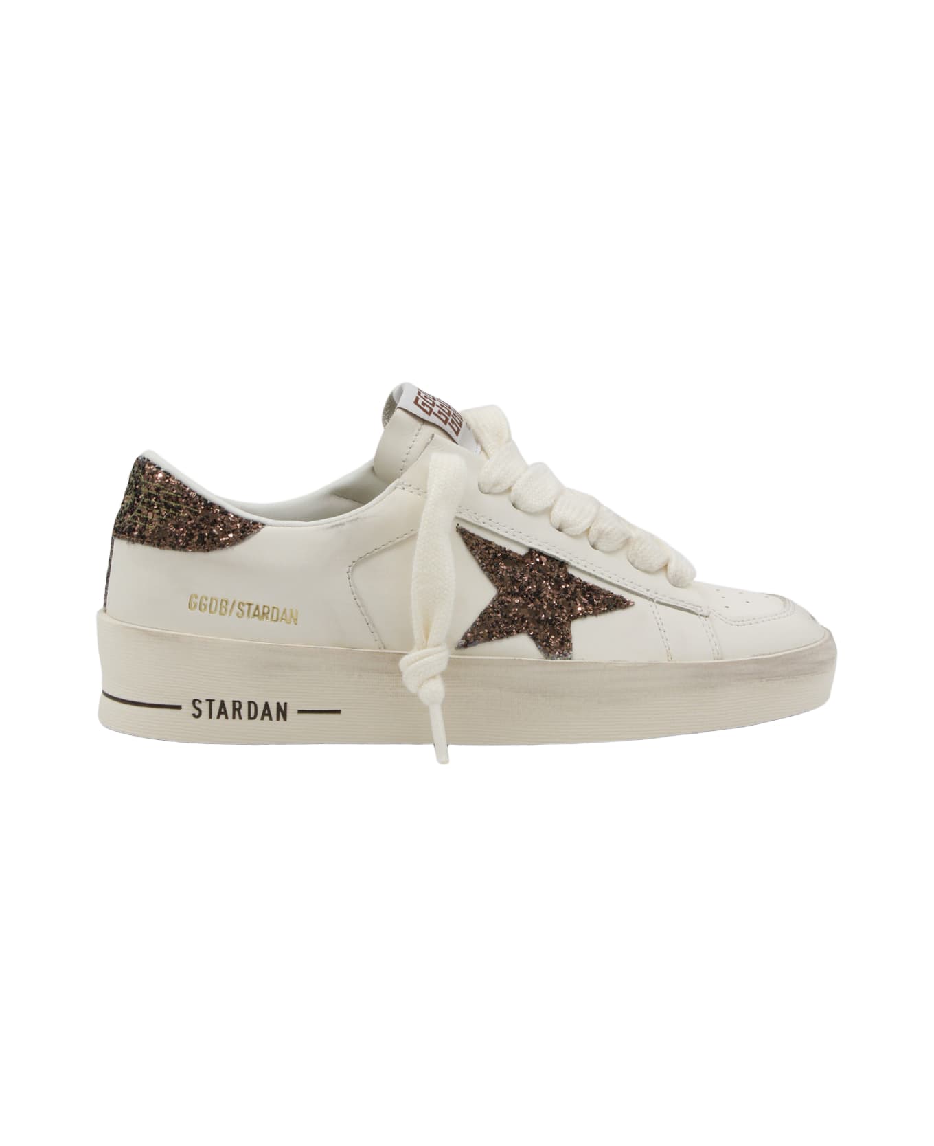 Golden Goose White And Beige Leather Super Star Sneakers - WHITE/BEIGE