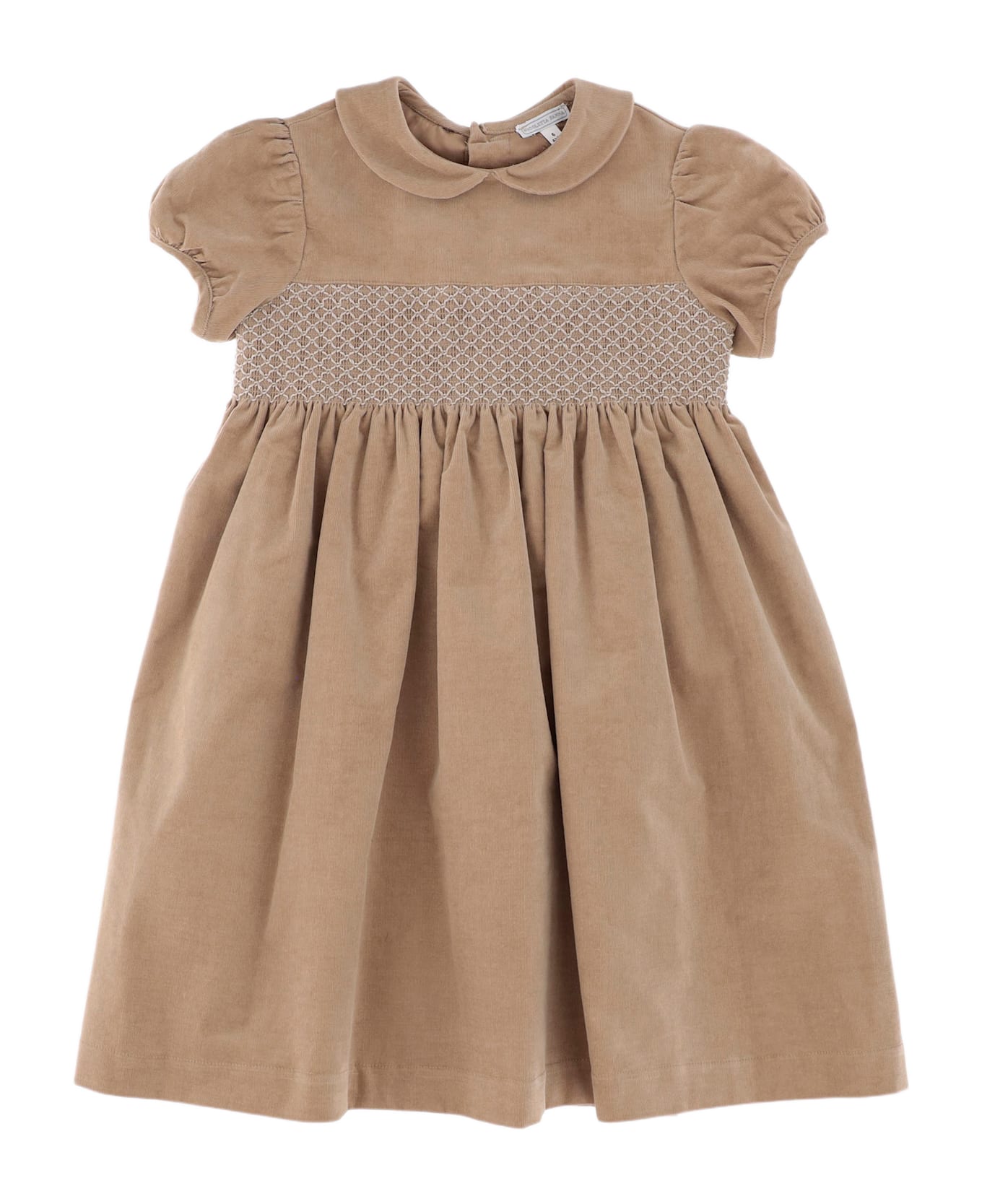 Nicoletta Fanna Stretch Cotton Dress With Smocking - Beige
