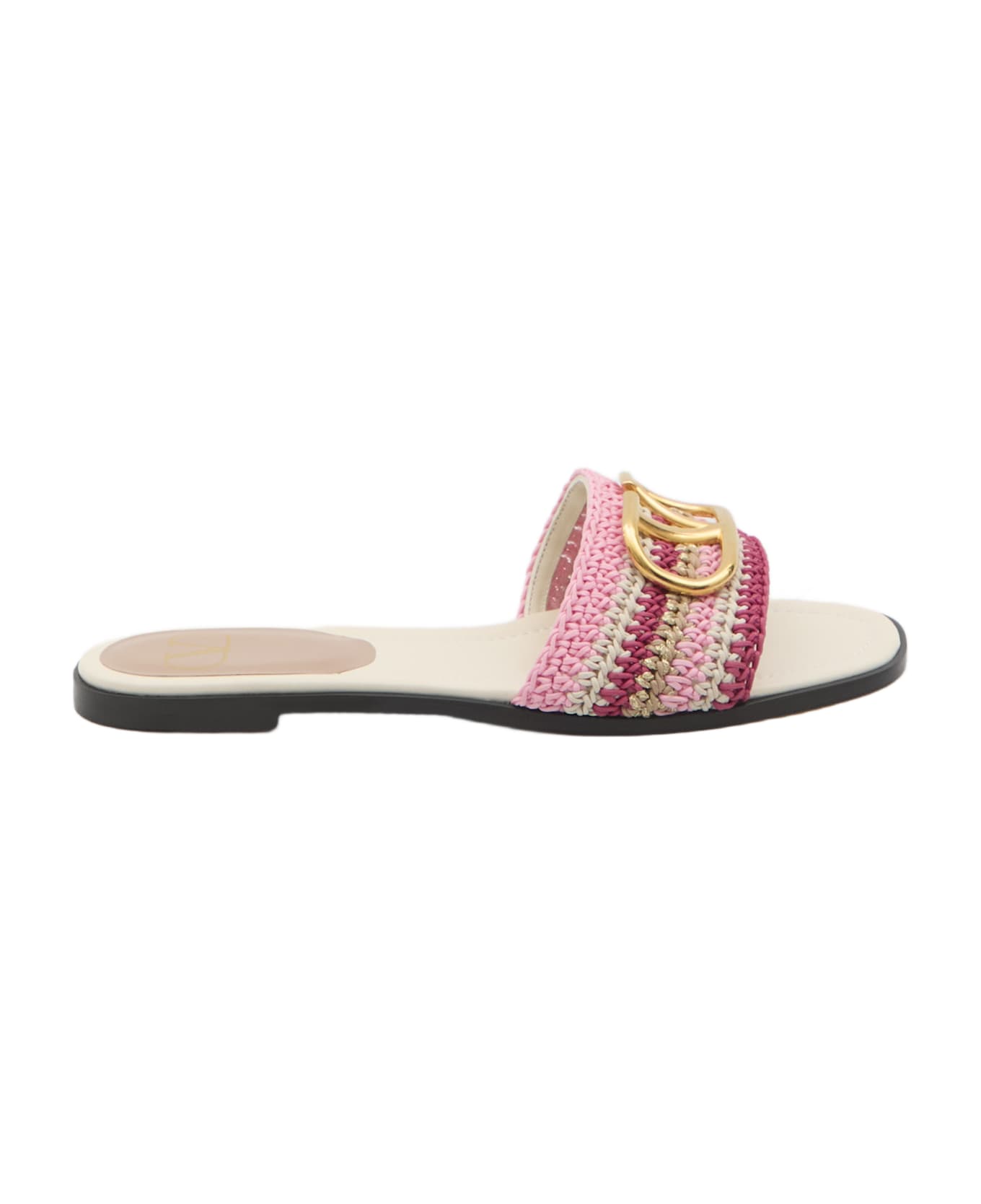 Valentino Garavani Vlogo Signature Slide Sandals - GOLD サンダル