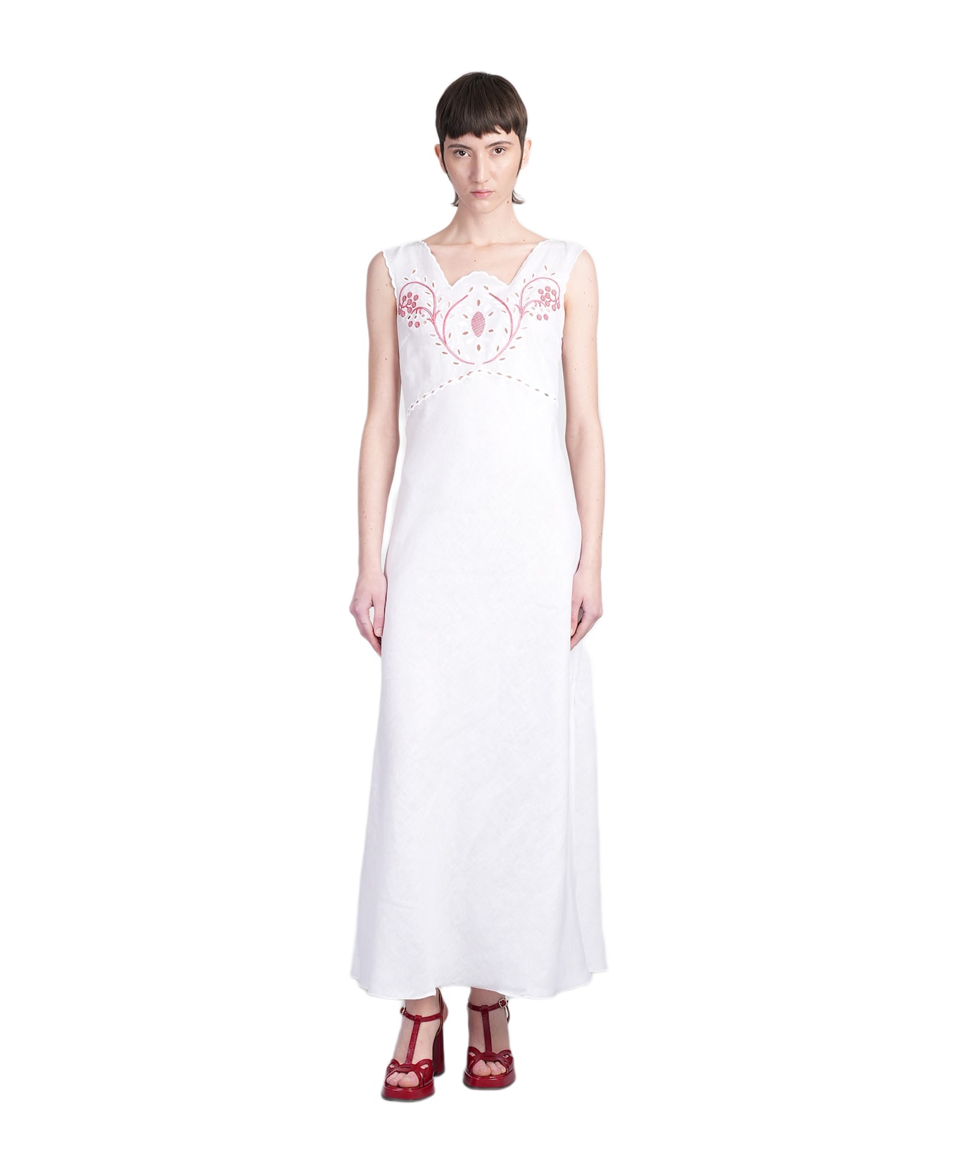 Holy Caftan Athina Long Dress In White Linen - white