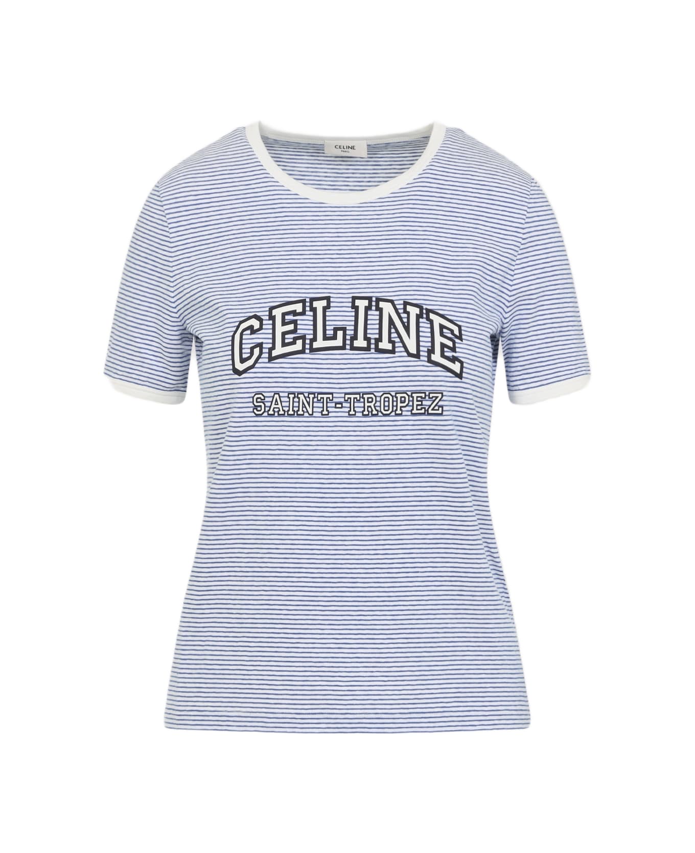 Celine 70`s Saint Tropez T-shirt - Zq Off White Navy Blue