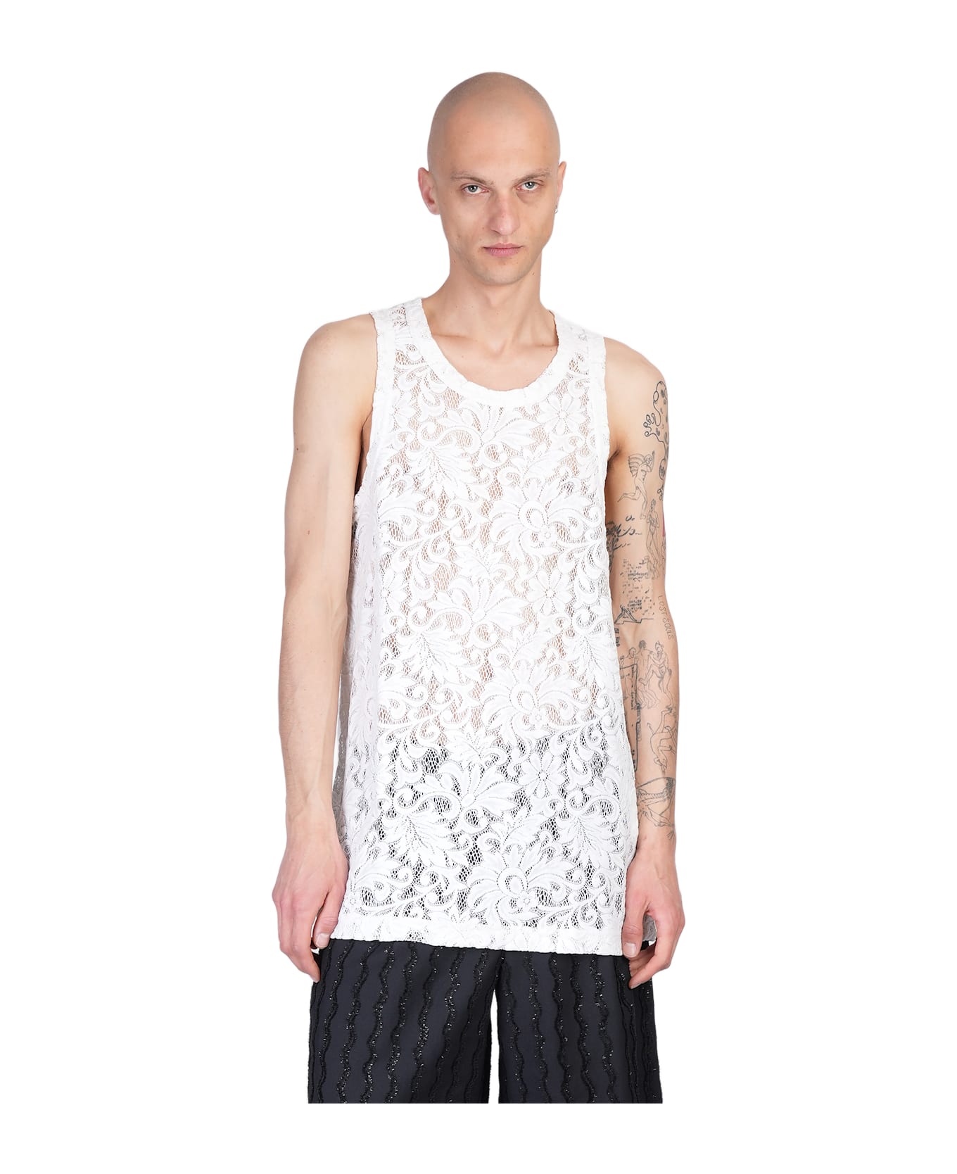 Comme Des Garçons Homme Plus Tank Top In White Polyester - white