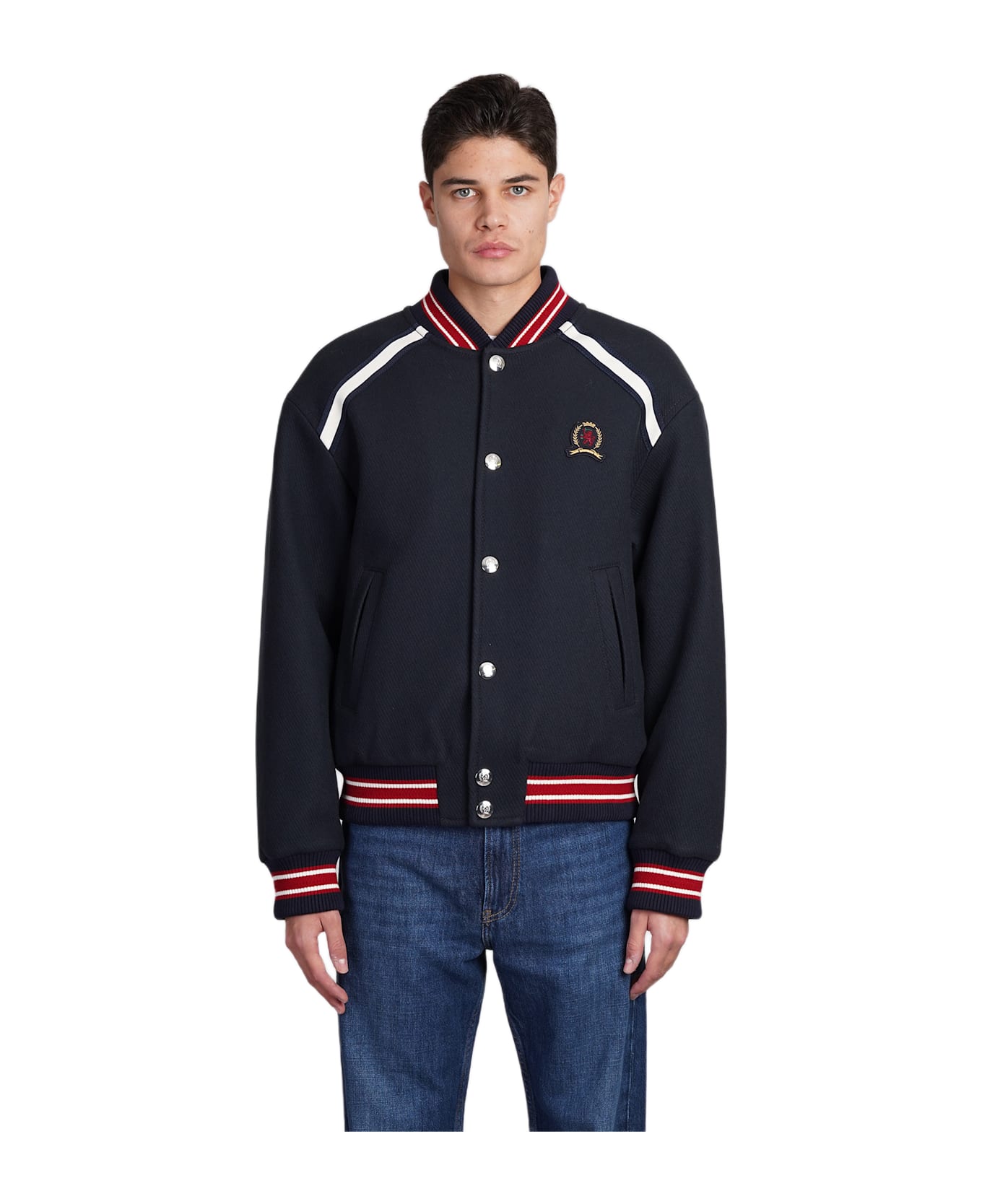 Tommy Hilfiger Bomber In Blue Wool - blue