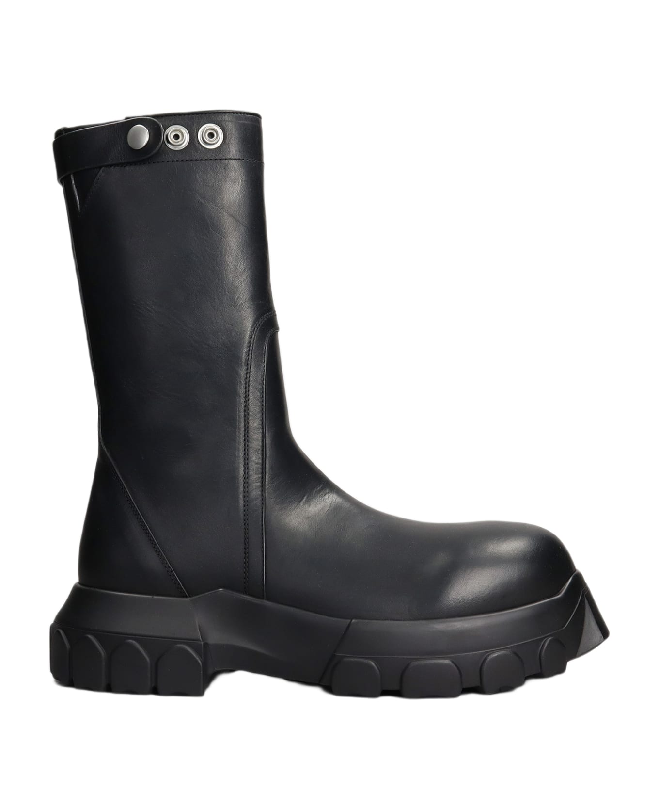 Rick Owens Creeper Bozo Tractor Combat Boots In Black Leather - black