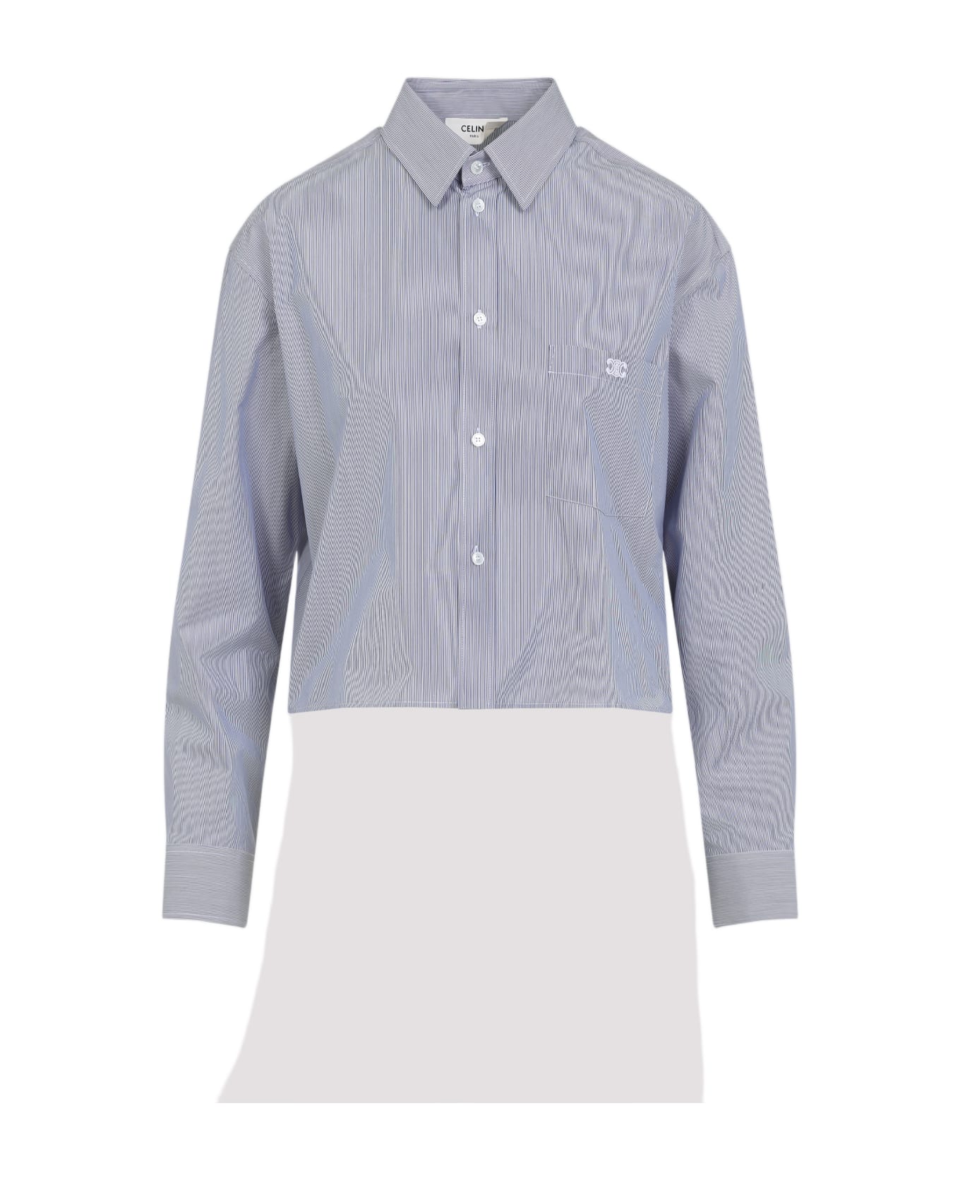 Celine Triomphe Cropped Shirt - Nq Craie Marine シャツ