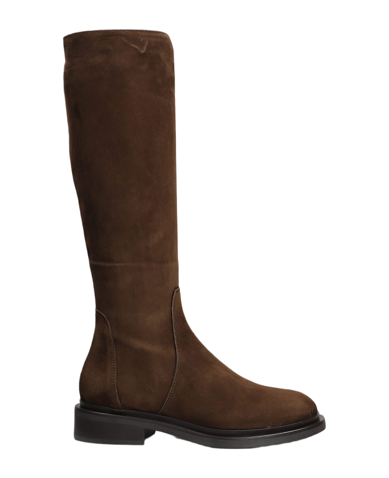 Julie Dee Low Heels Boots In Dark Brown Suede - dark brown