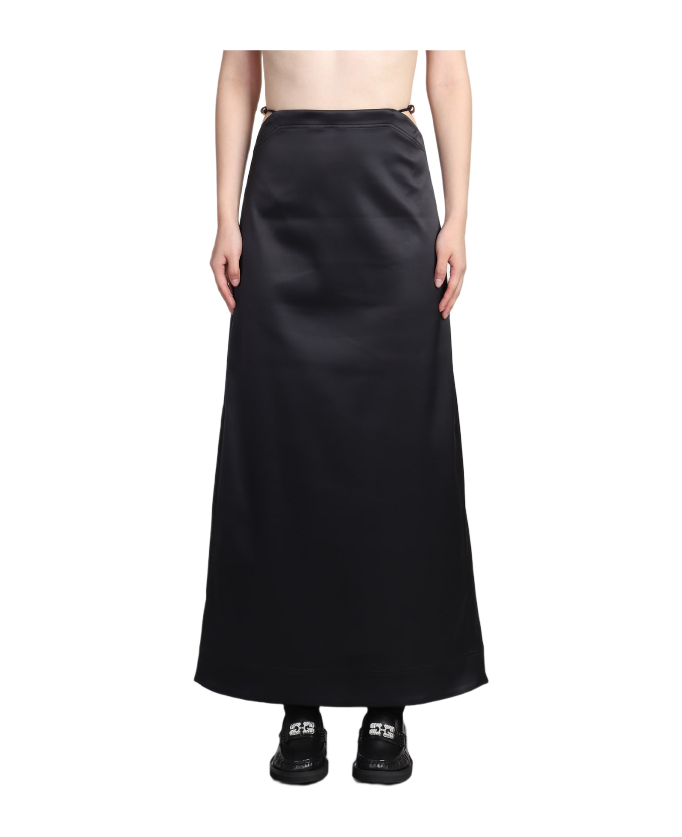 Ganni Double Satin Maxi Skirt - Black スカート