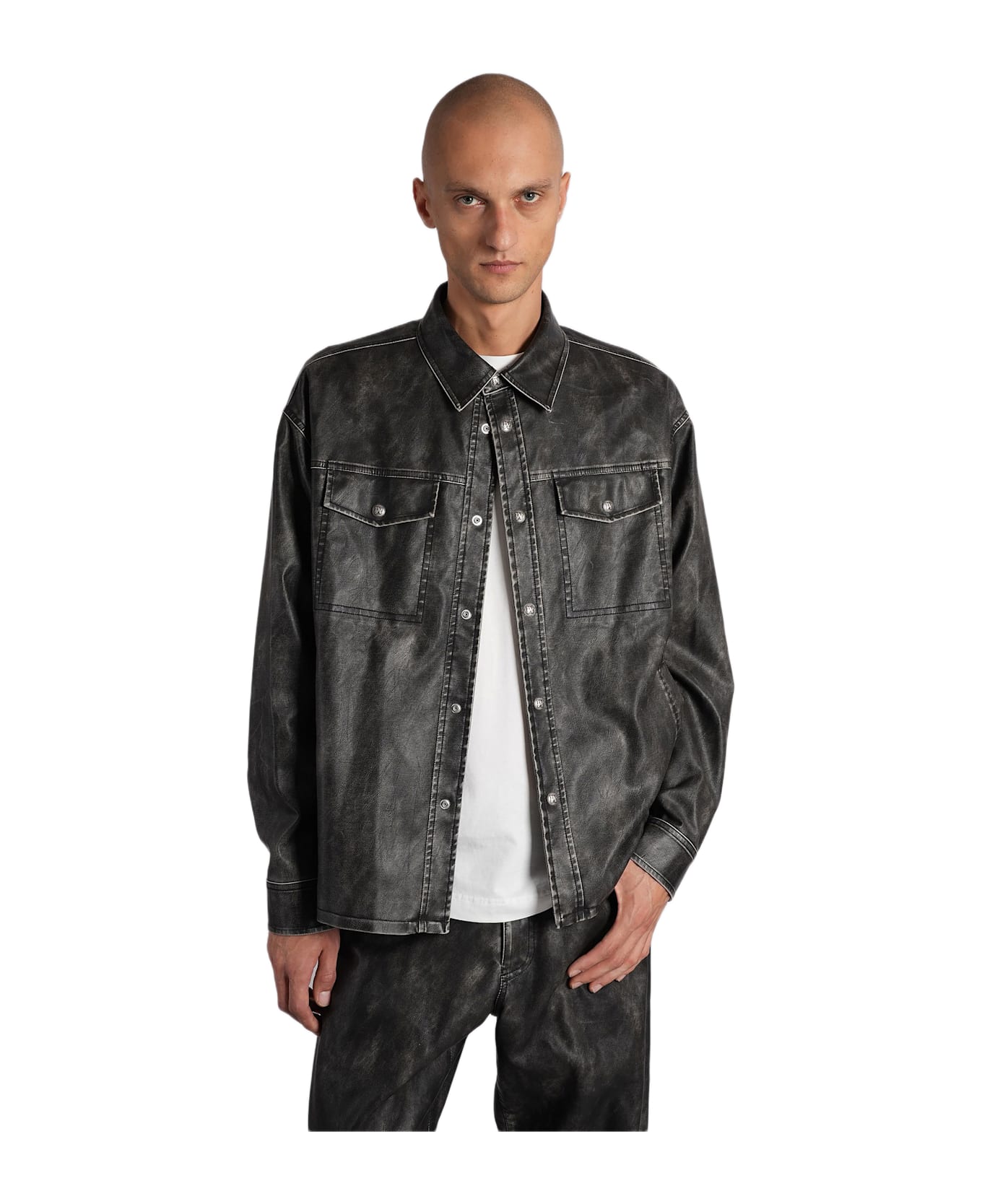 Palm Angels Casual Jacket In Grey Polyuretan - grey