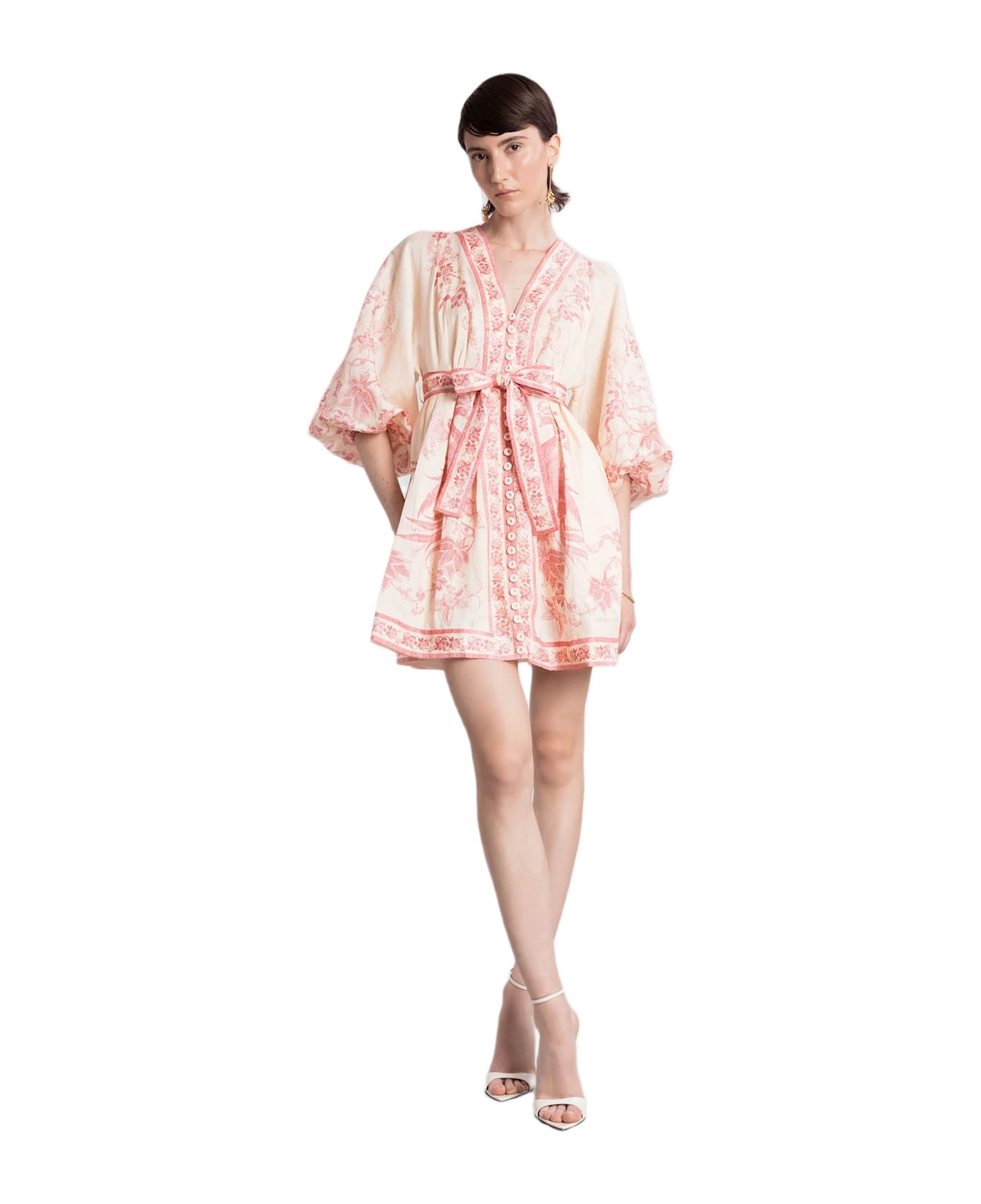 Zimmermann Mini Dress In Beige Linen - beige