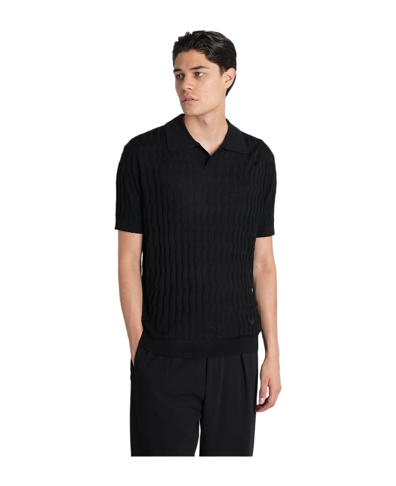 Emporio Armani Polo In Black Acrylic - black