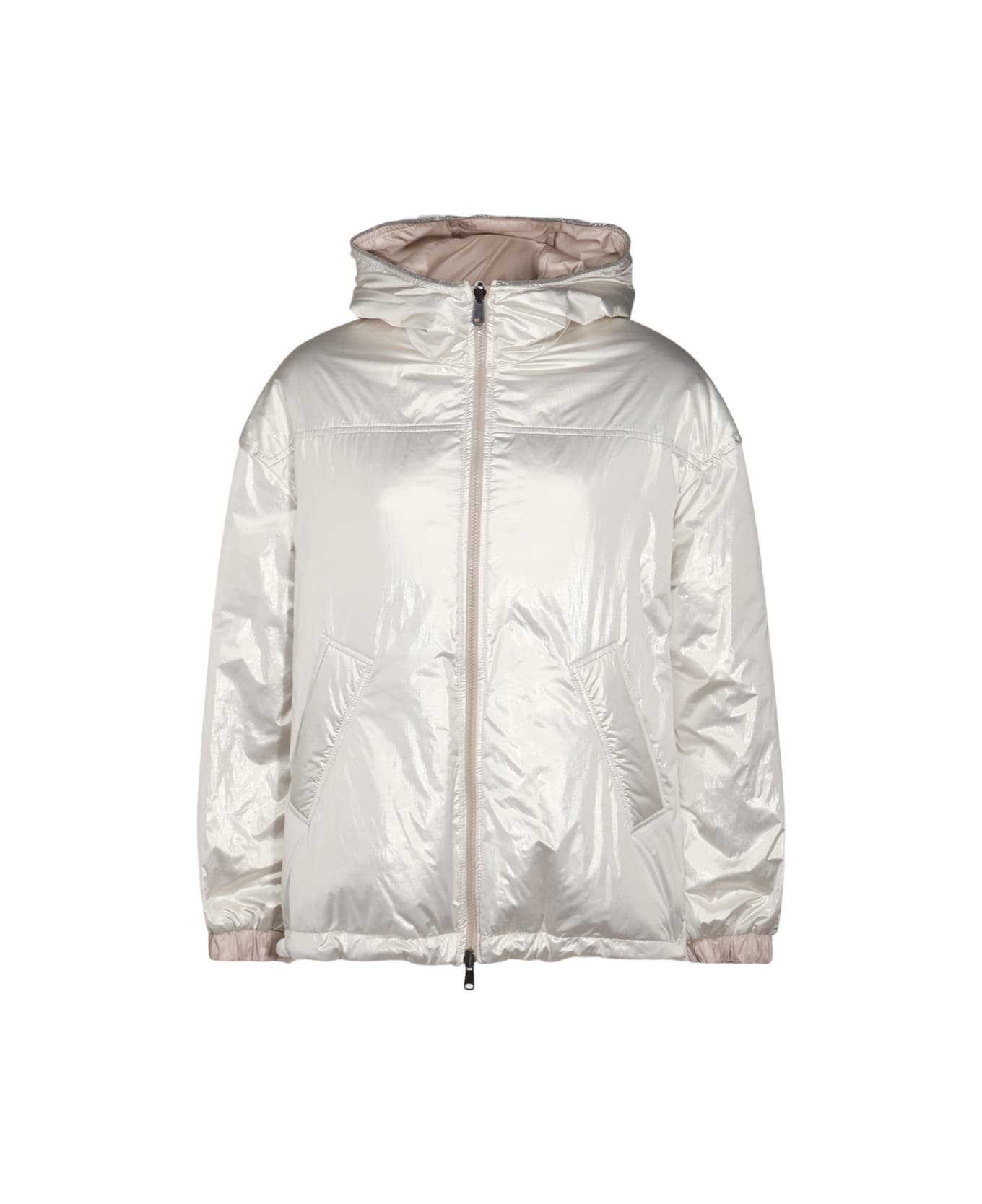 Brunello Cucinelli White Down Jacket - Platino