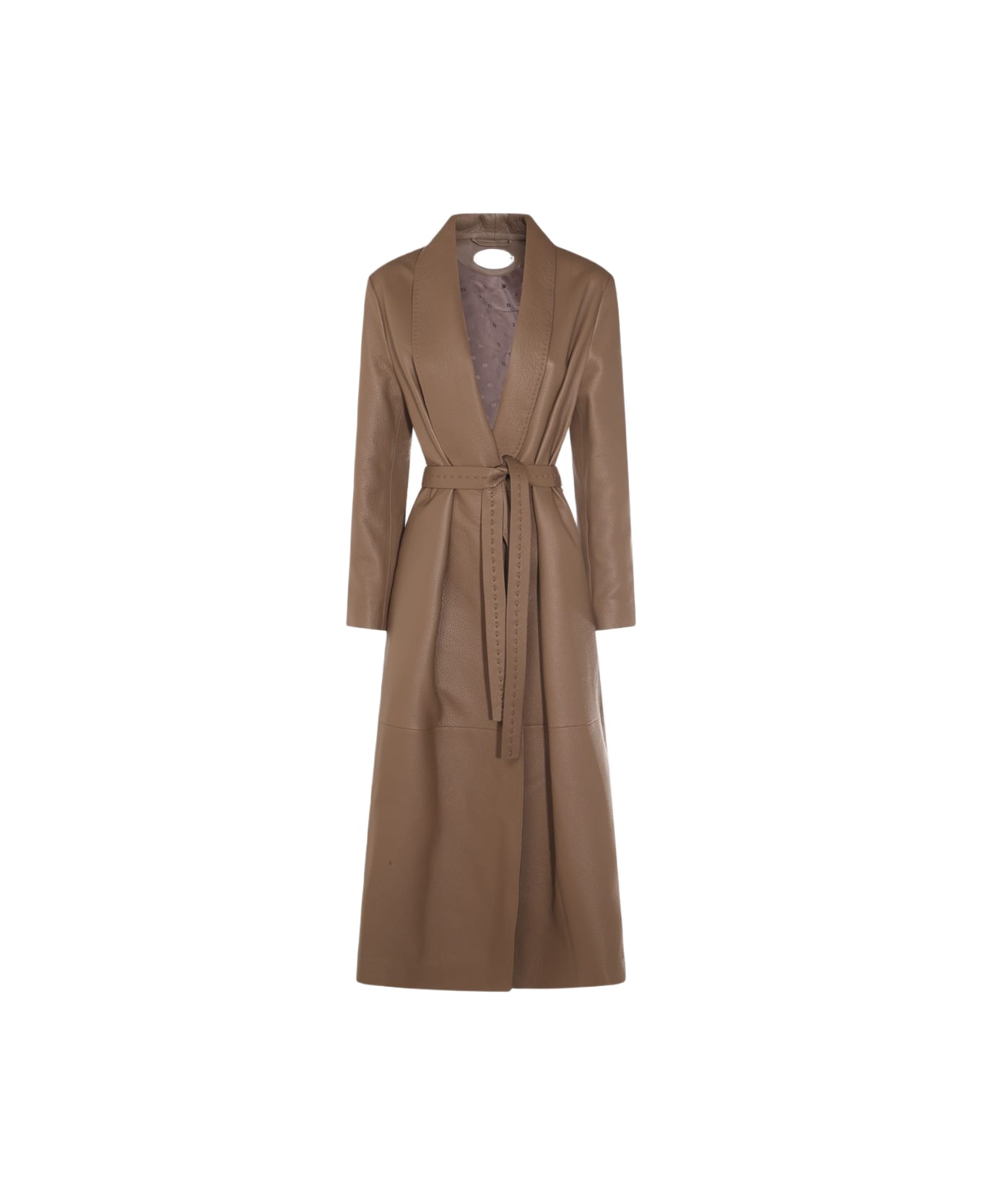 Fendi Brown Leather Coat - FORESTA