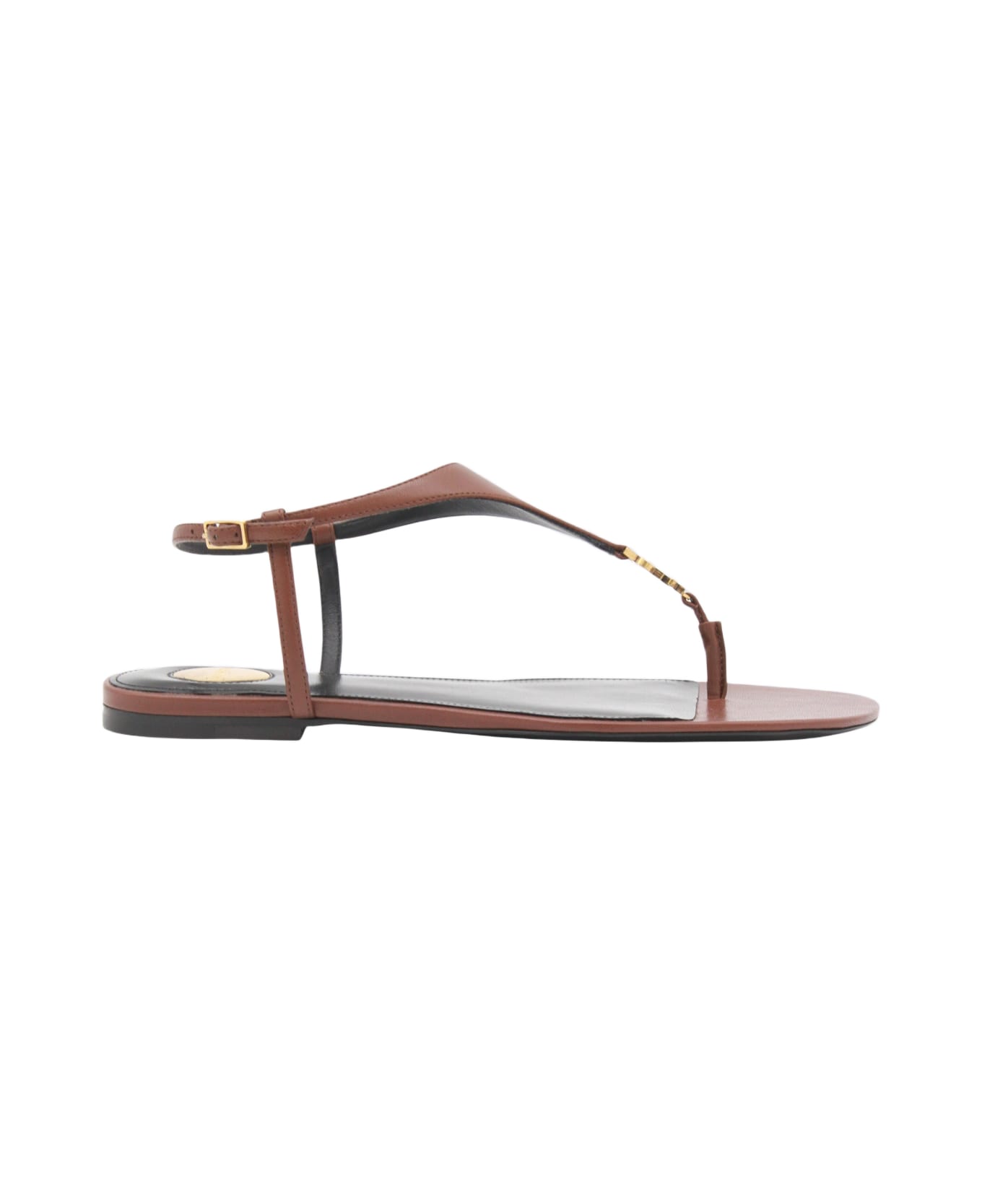 Saint Laurent Brown Cassandra Leather Flats - Brown