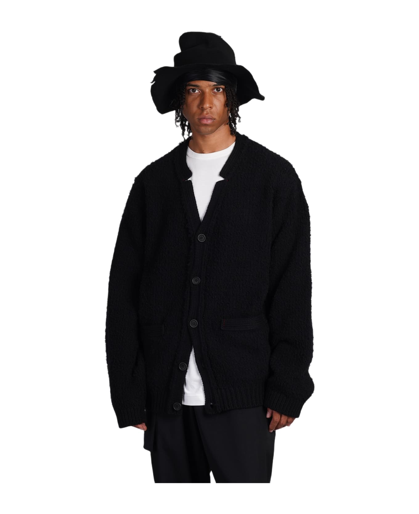 Yohji Yamamoto Cardigan In Black Wool | italist