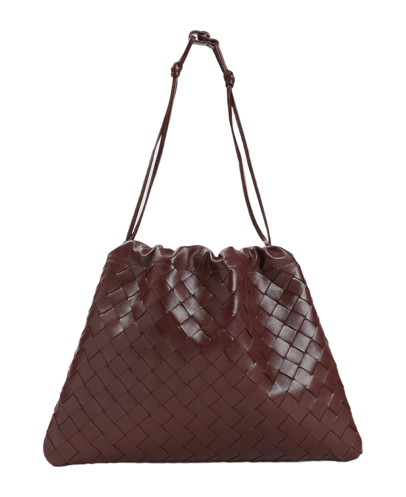 Bottega Veneta Madder Brown Leather Pouch Bag - Madder Brown Gold