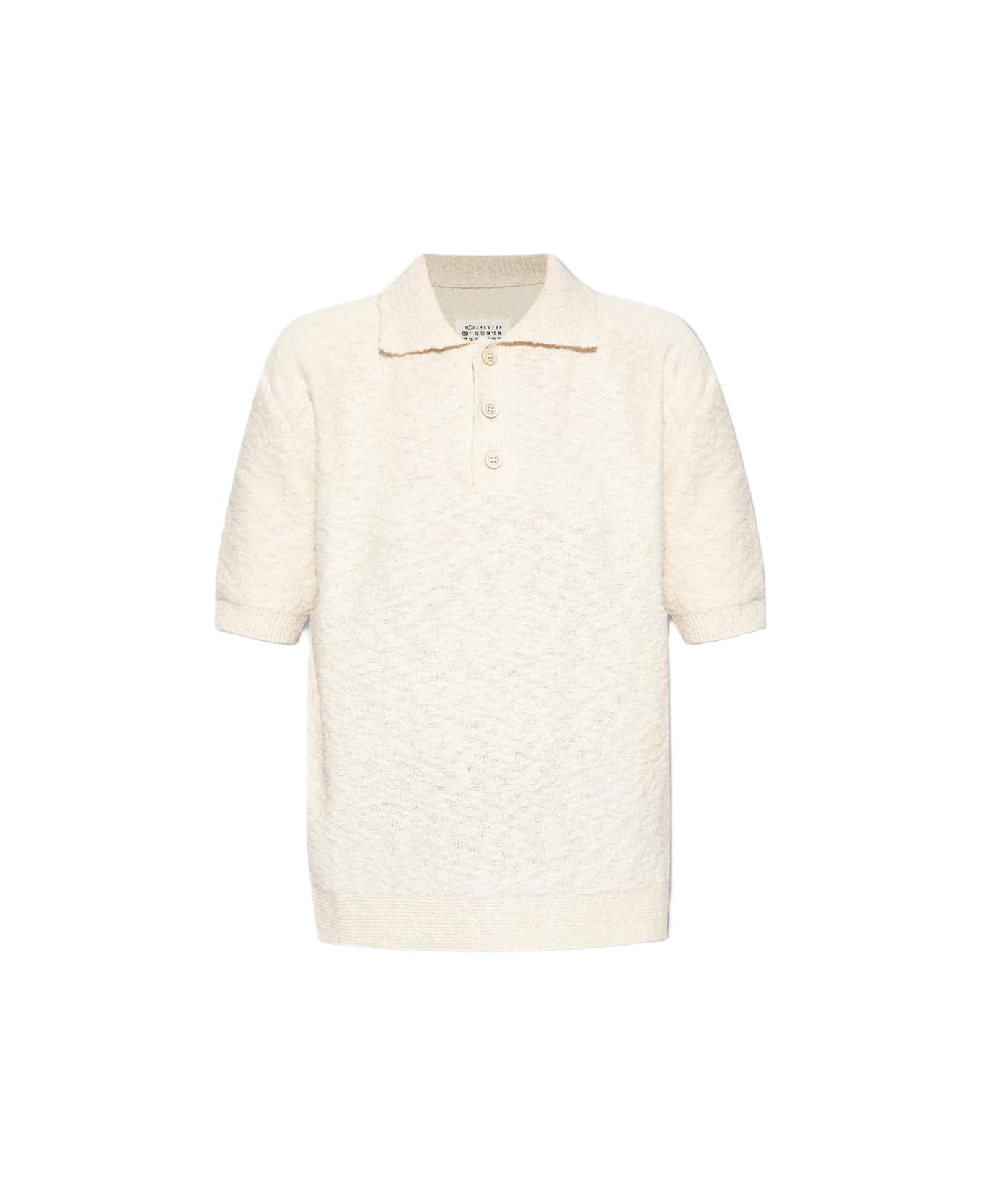 Maison Margiela Rib Trim Knit Plain Polo Shirt - 102