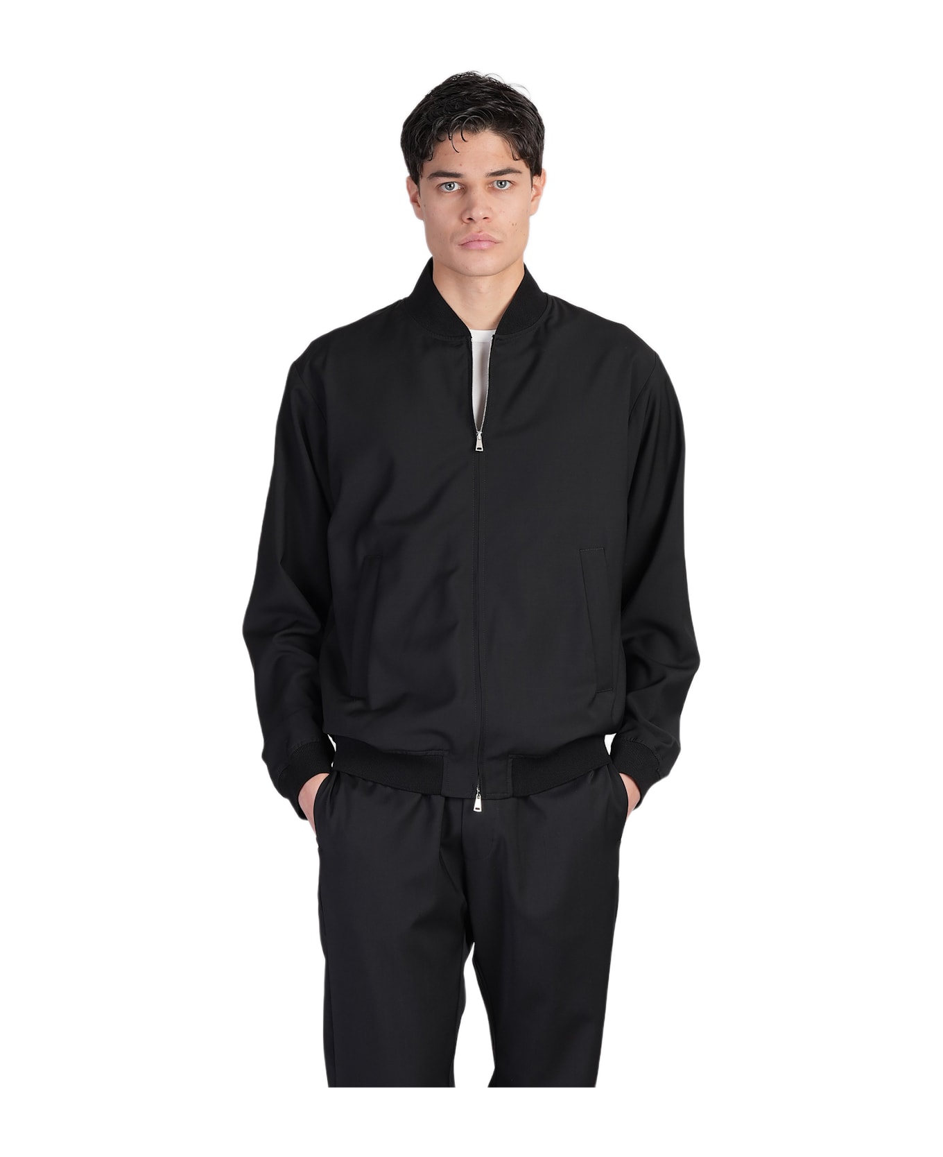 Barena Blus Bomber Jacket In Black Wool - black