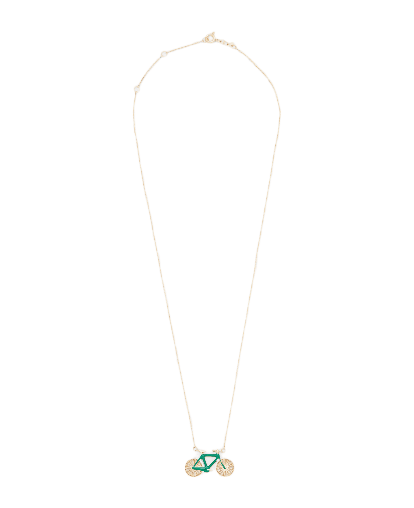 Aliita 9k Gold Bici Polished Necklace - Pistacchio Green+white/