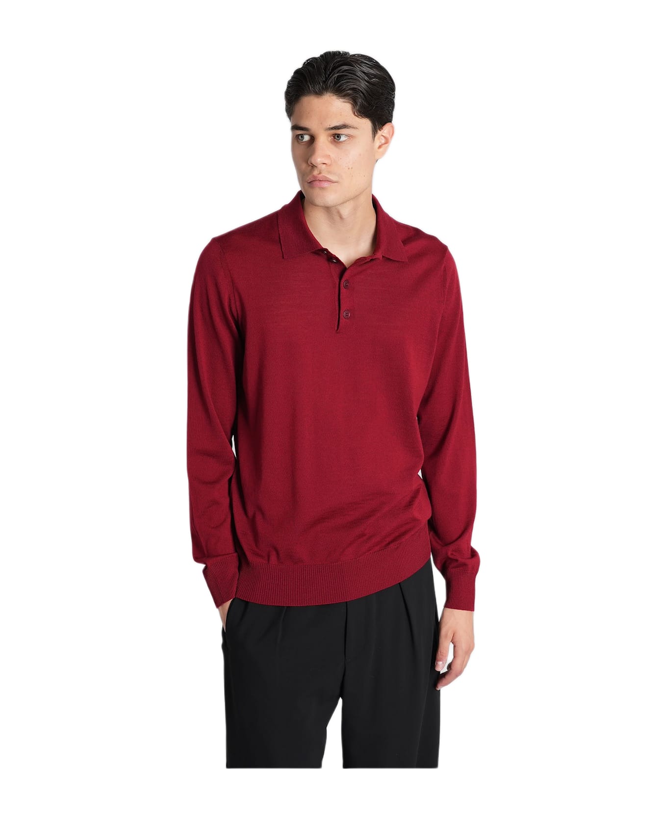 Emporio Armani Polo In Red Wool - red