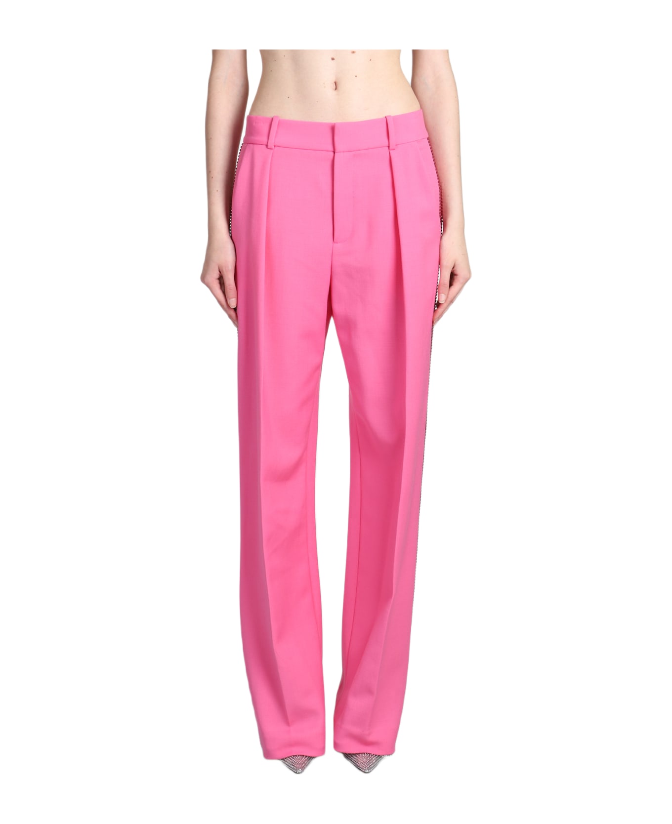 AREA Pants In Rose-pink Wool - rose-pink