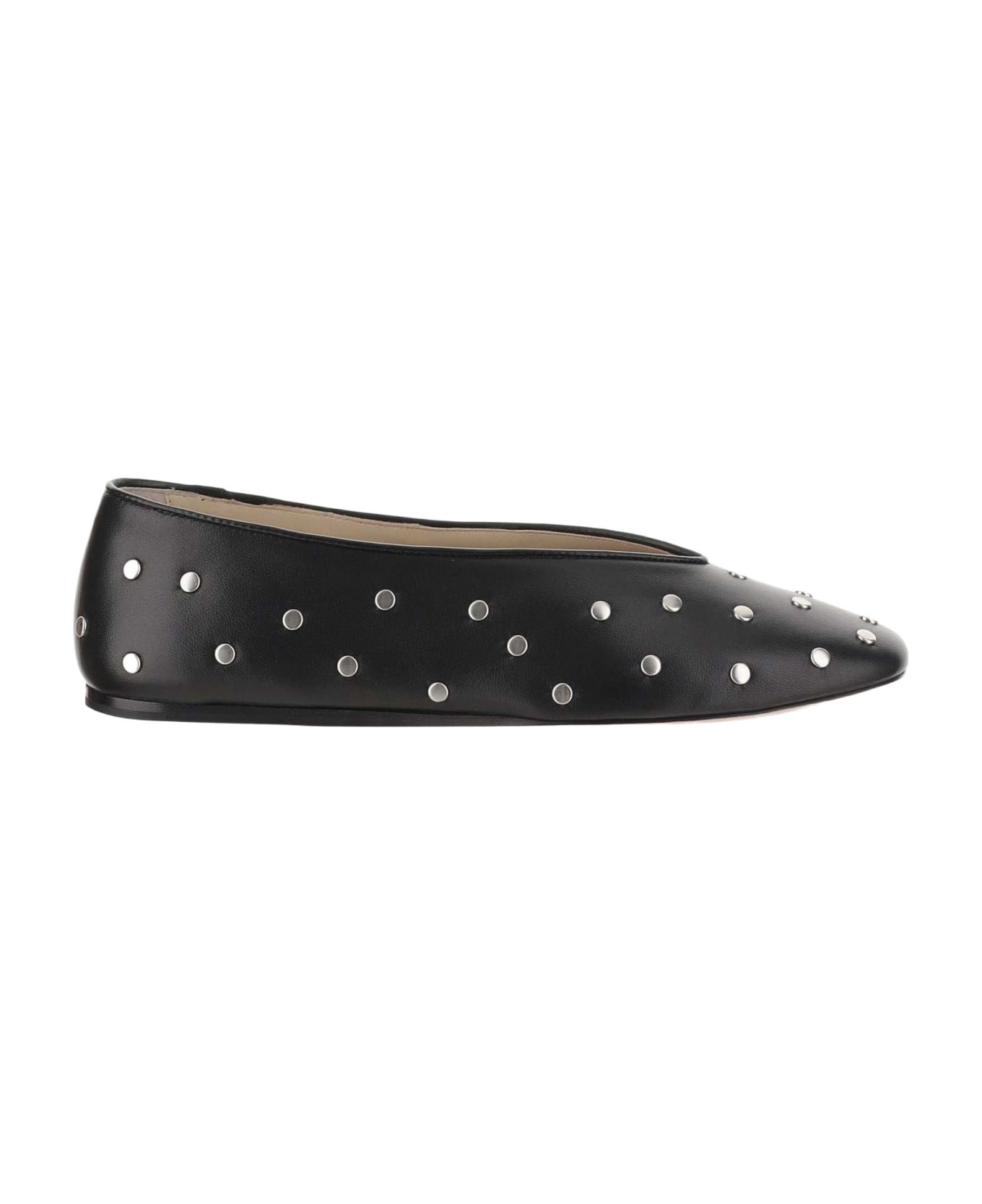 Le Monde Beryl Studded Leather Regency Ballet Flats - Black