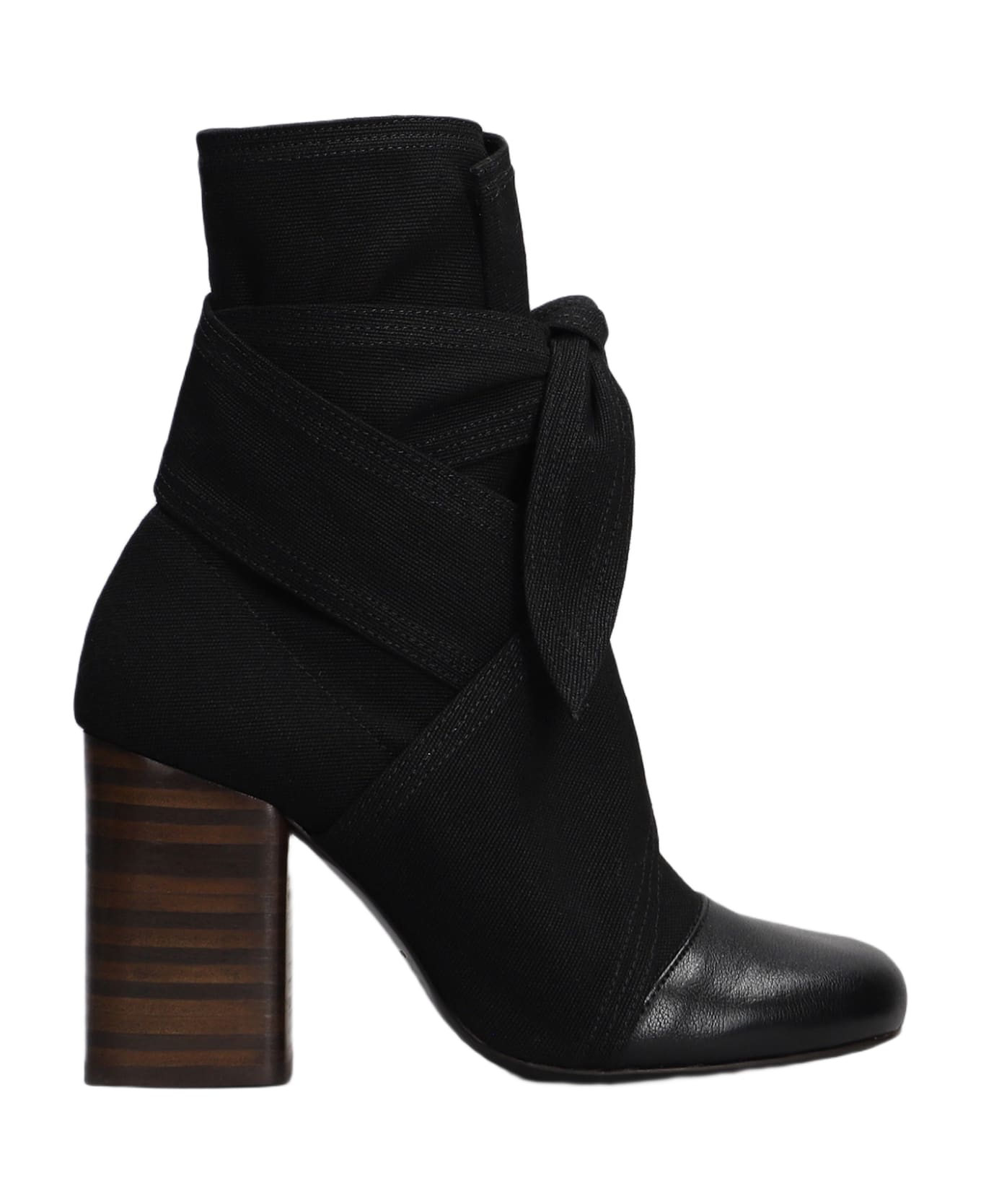 Lemaire High Heels Ankle Boots In Black Fabric - black ブーツ