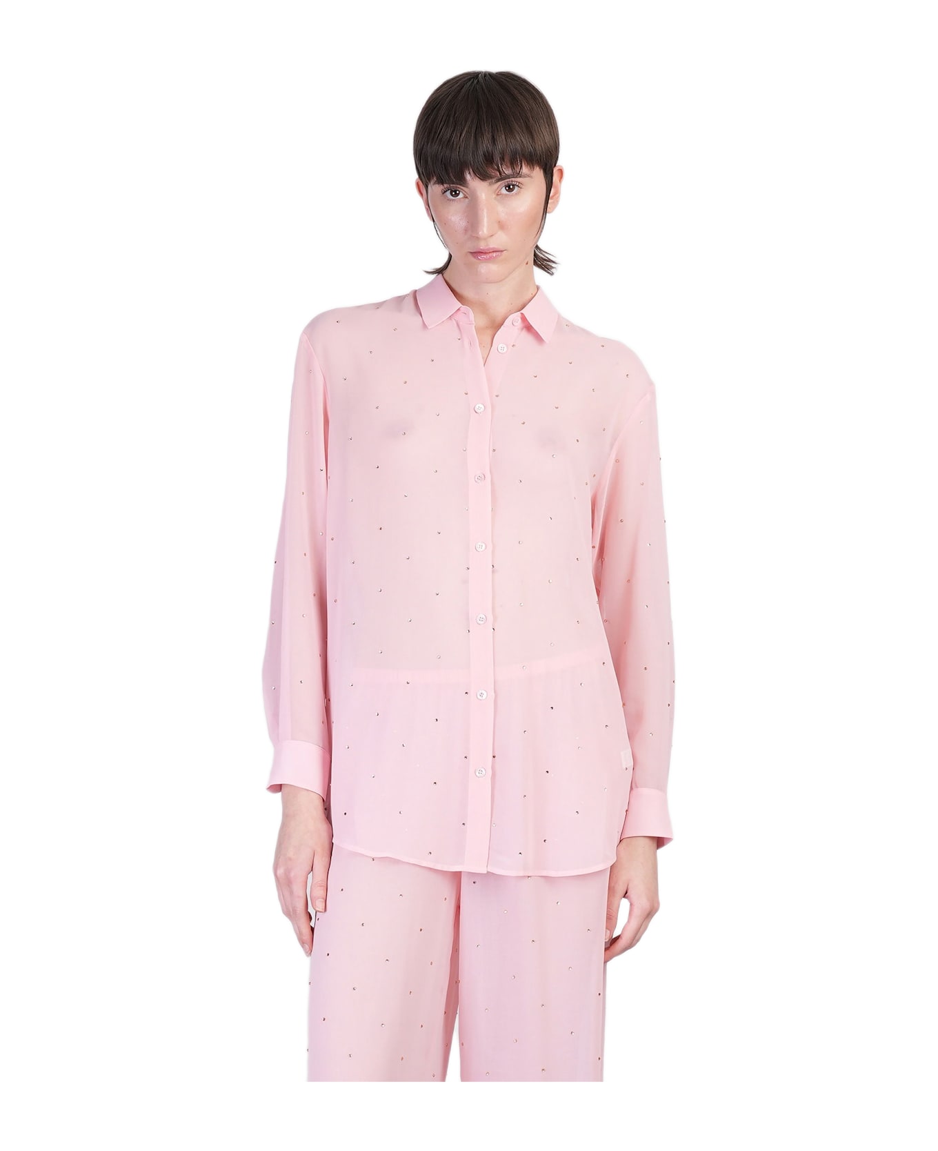 MC2 Saint Barth Brigitte Shirt In Rose-pink Polyester - rose-pink