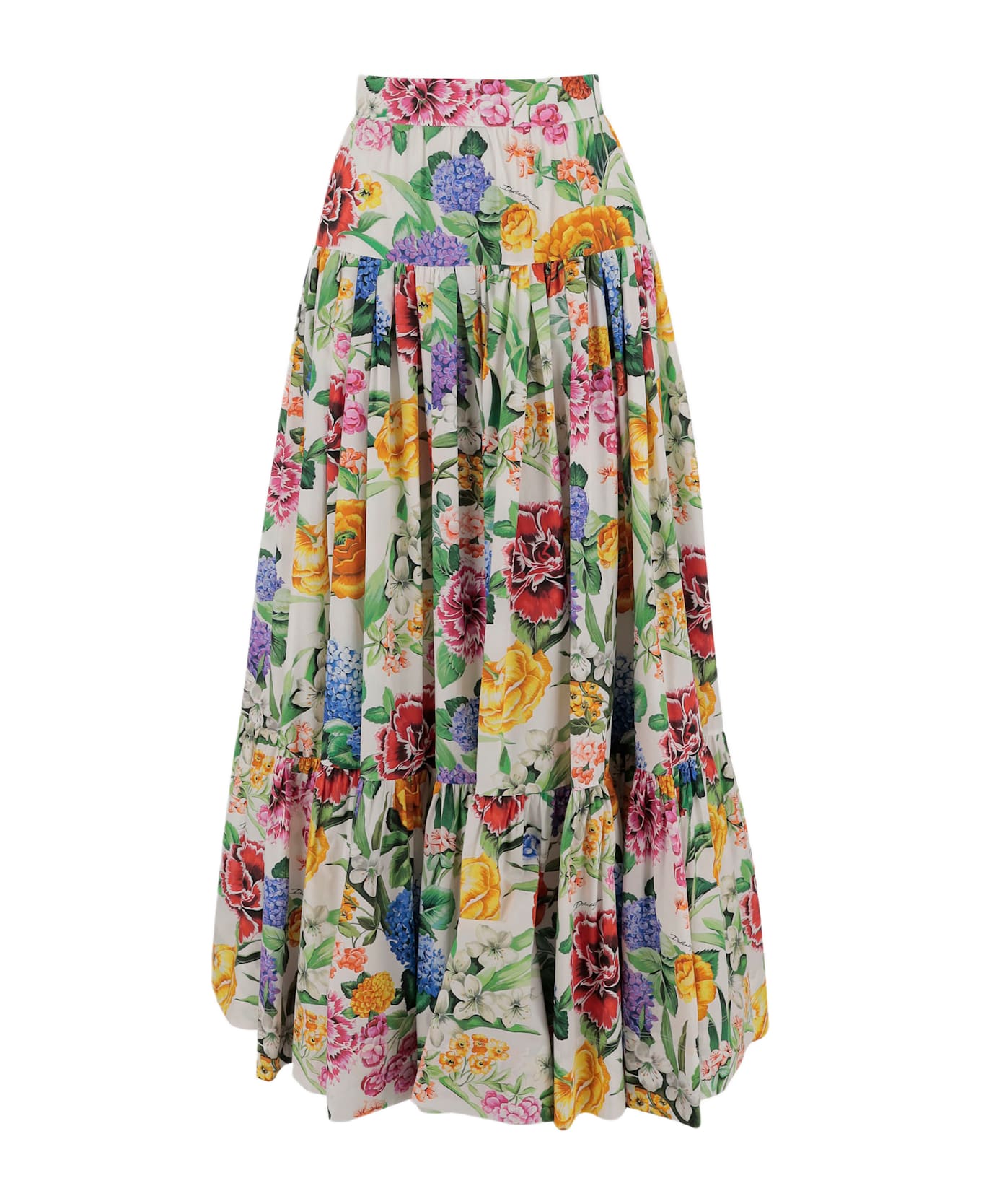 【関税＆送料込み】Dolce & Gabbana Multicolor Maxi Skirt Wi Long majolica-print poplin skirt in Multicolor for Women